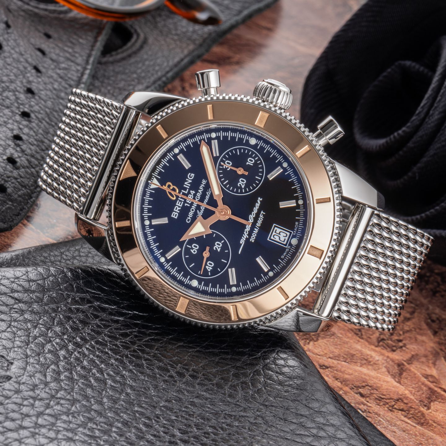 Breitling Superocean Heritage Chronograph U23370 (2012) - Zwart wijzerplaat 44mm Staal (2/8)