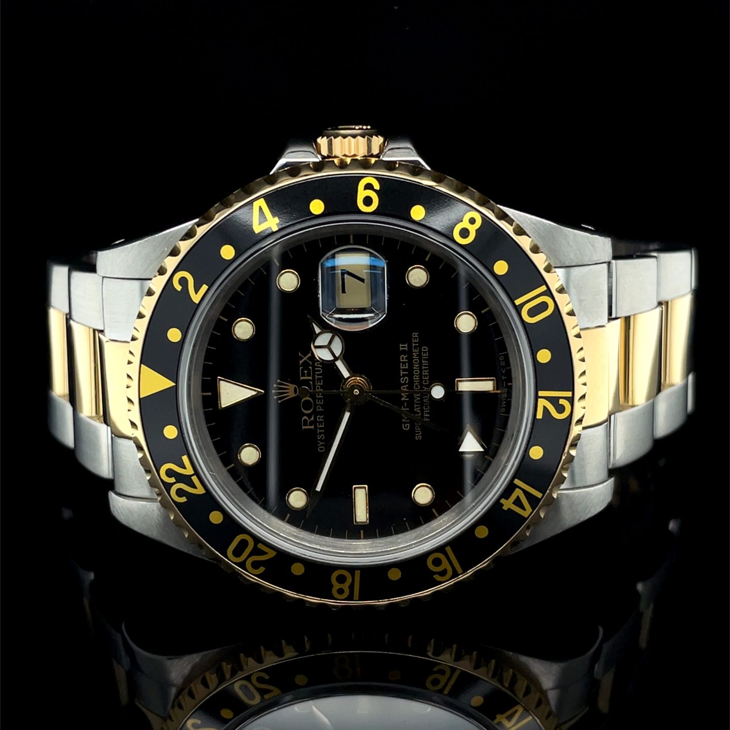 Rolex GMT-Master II 16713 (1989) - Black dial 40 mm Gold/Steel case (7/8)