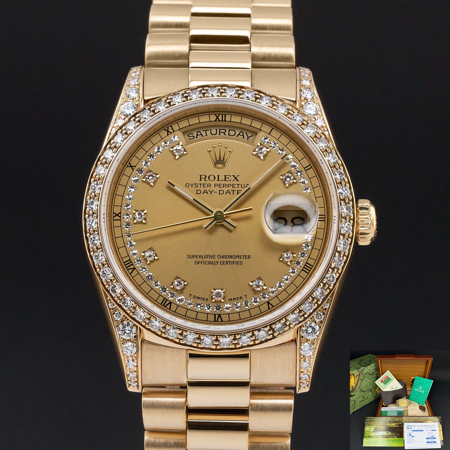 Rolex Day-Date 36 18388 (1991) - Champagne wijzerplaat 36mm Geelgoud (1/8)