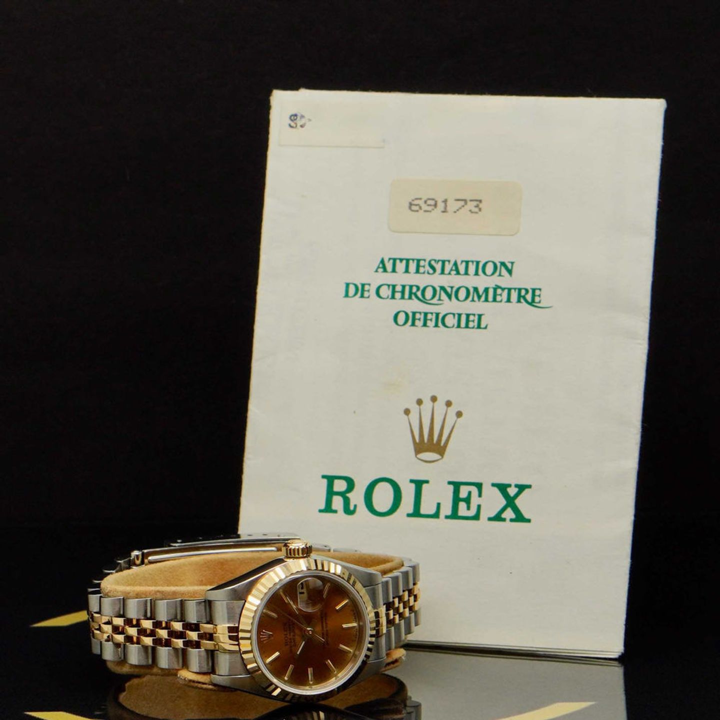 Rolex Lady-Datejust 69173 (1995) - Orange dial 26 mm Gold/Steel case (5/6)