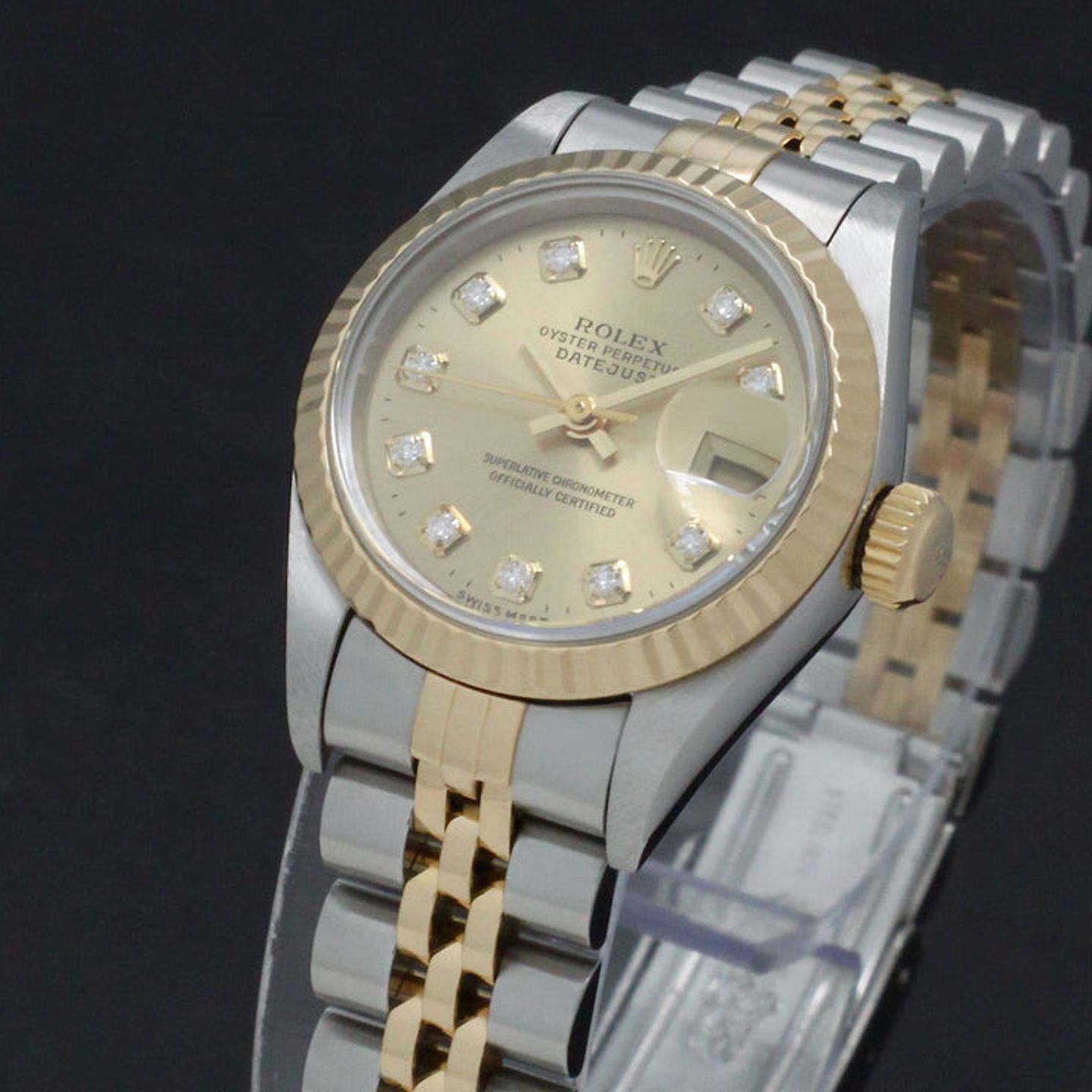 Rolex Lady-Datejust 69173 (1996) - Gold dial 26 mm Gold/Steel case (6/7)