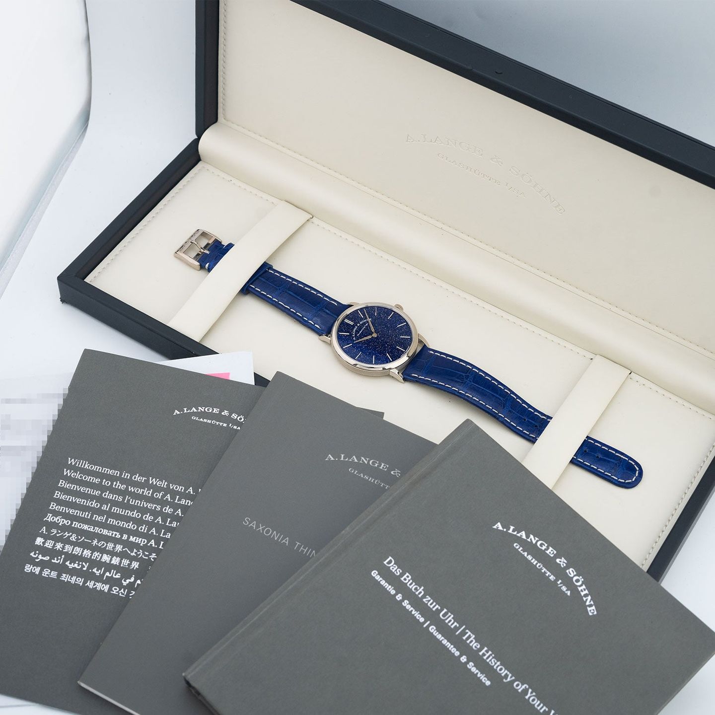 A. Lange & Söhne Saxonia 205.086 (2019) - Blauw wijzerplaat 37mm Witgoud (7/7)