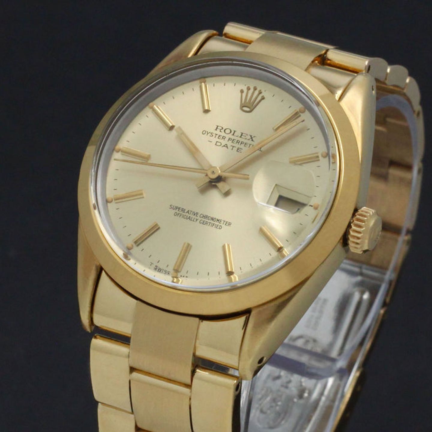 Rolex Oyster Perpetual Date 15505 (1985) - Gold dial 34 mm Gold/Steel case (5/6)