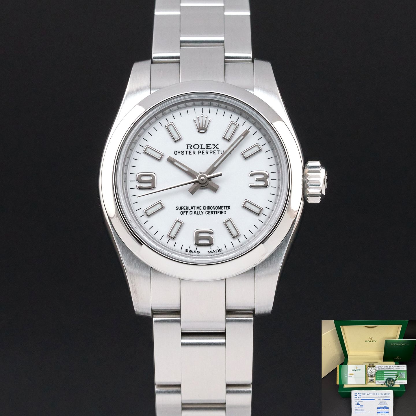 Rolex Oyster Perpetual 26 176200 (2019) - White dial 26 mm Steel case (1/8)