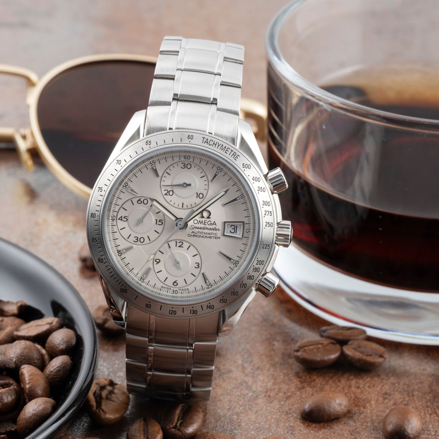 Omega Speedmaster Date 3211.30.00 (Onbekend (willekeurig serienummer)) - Zilver wijzerplaat 40mm Staal (1/8)