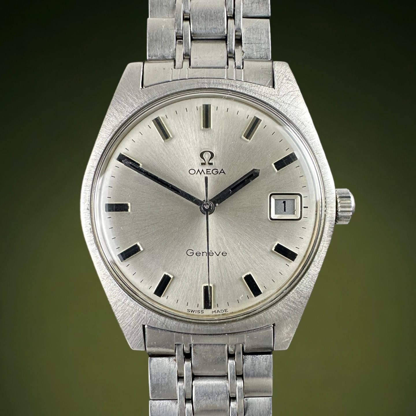 Omega Genève 136.041 (1969) - Wit wijzerplaat 35mm Staal (1/8)