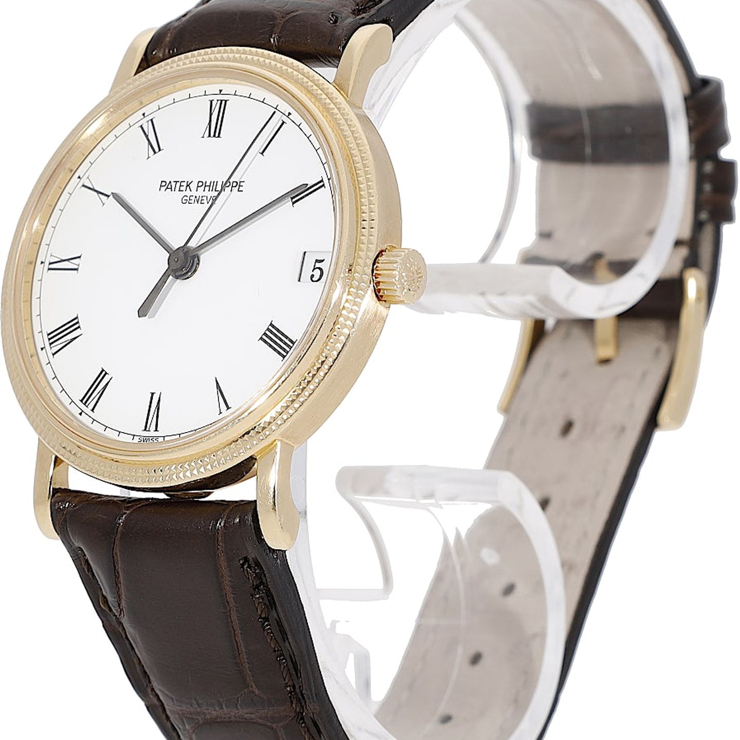 Patek Philippe Calatrava 3802/200 (Unknown (random serial)) - White dial 34 mm Yellow Gold case (3/5)