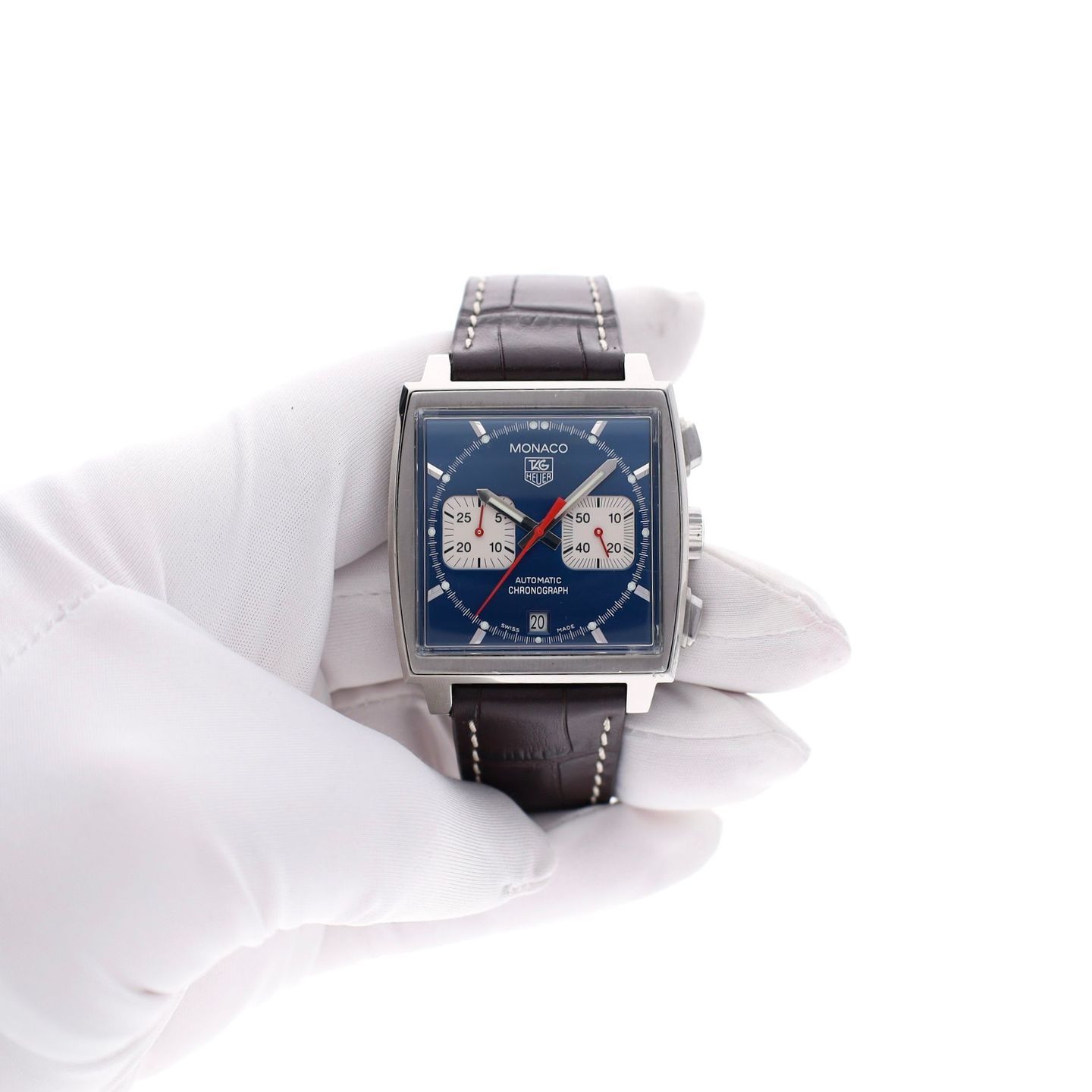 TAG Heuer Monaco CW2113 (2004) - Blue dial Steel case (8/8)