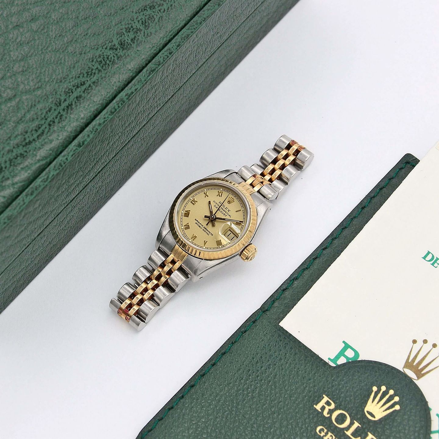 Rolex Lady-Datejust 69173 (Onbekend (willekeurig serienummer)) - Champagne wijzerplaat 26mm Goud/Staal (1/7)