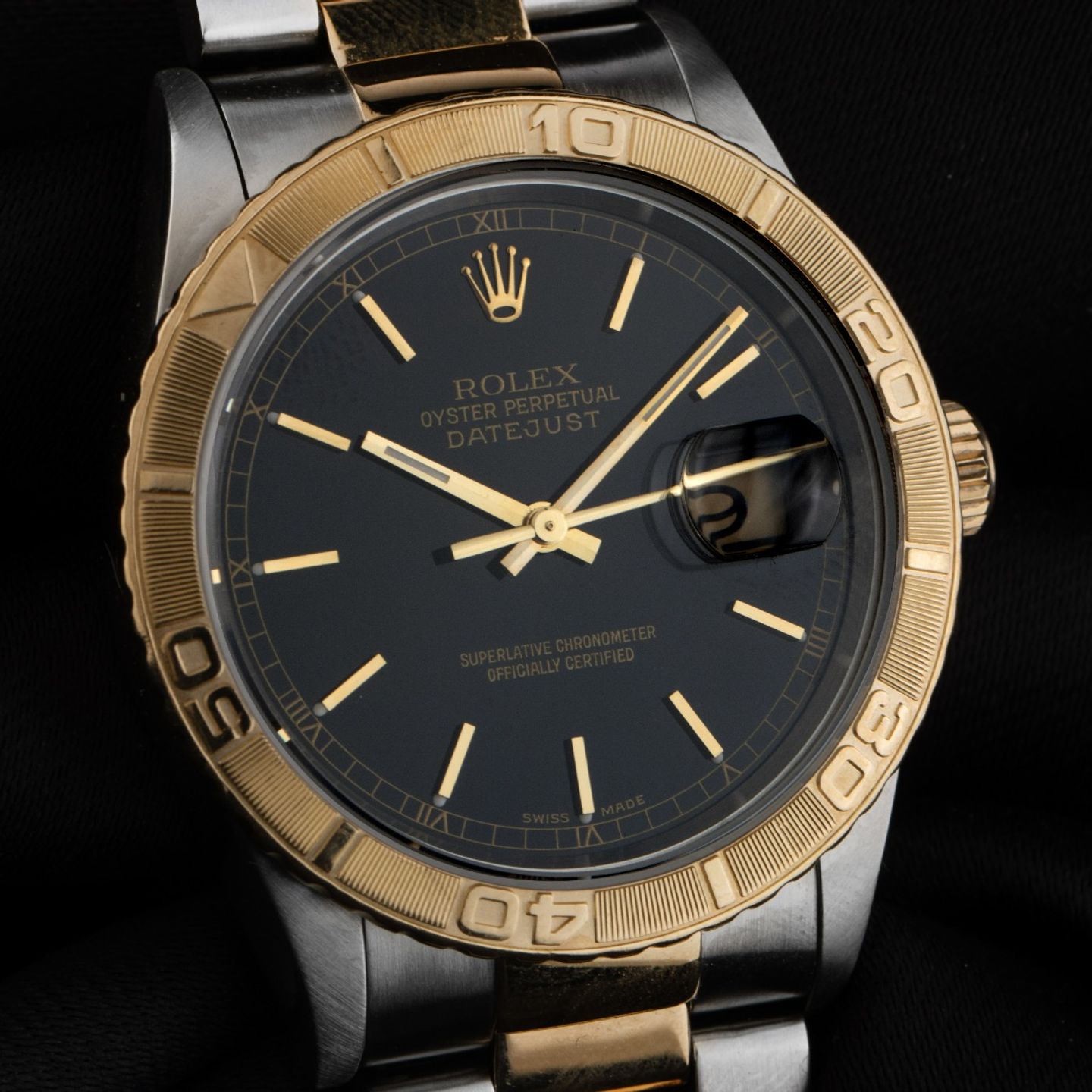 Rolex Datejust Turn-O-Graph 16263 (2002) - Black dial 36 mm Gold/Steel case (3/8)