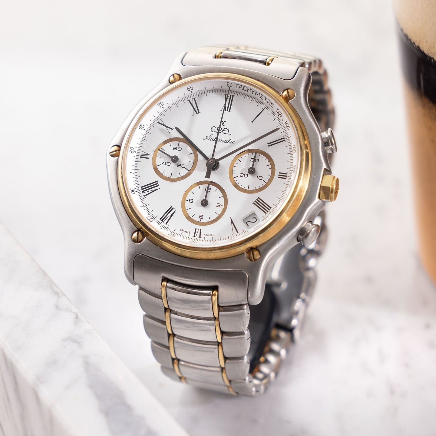 Ebel 1911 1134901 (1980) - White dial 38 mm Gold/Steel case (4/8)