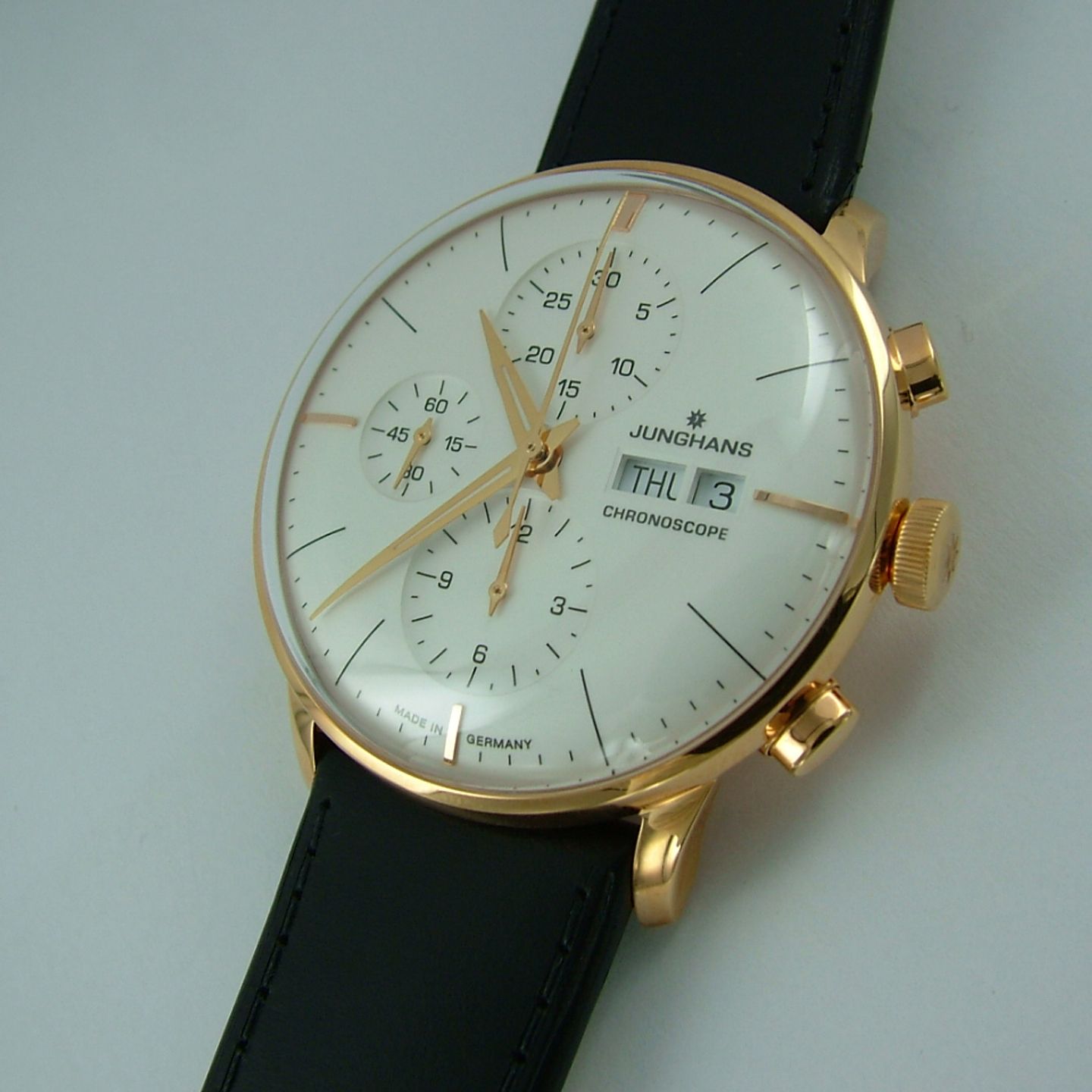 Junghans Meister Chronoscope - (2022) - Wit wijzerplaat 41mm Goud/Staal (3/7)