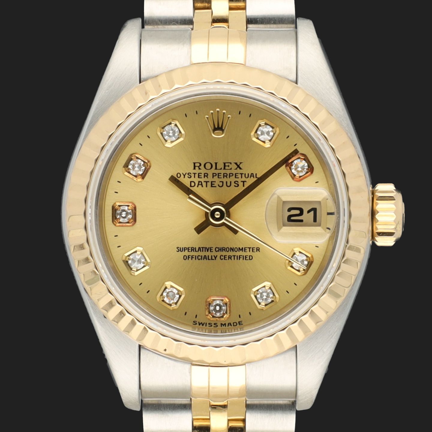 Rolex Lady-Datejust 79173 (2001) - Champagne dial 26 mm Gold/Steel case (3/8)
