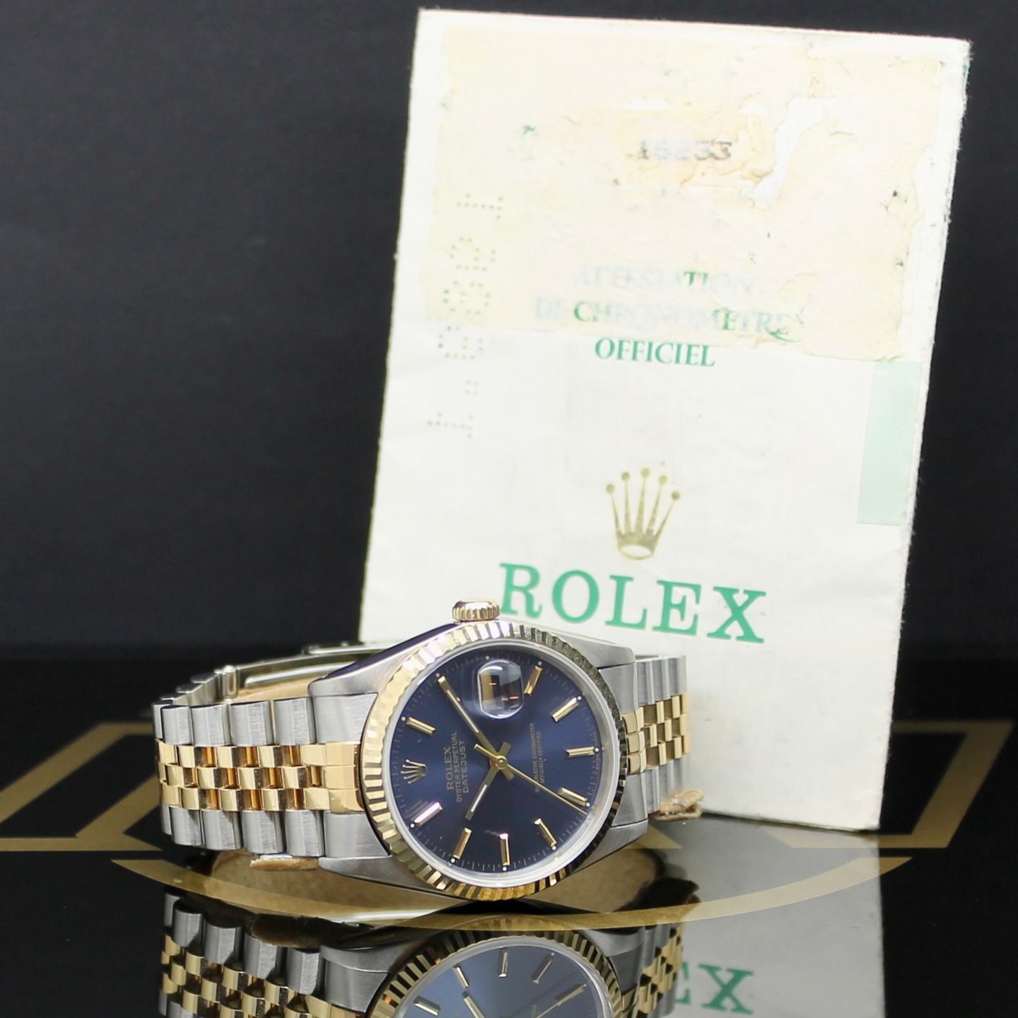 Rolex Datejust 36 16233 (1989) - Blauw wijzerplaat 36mm Goud/Staal (5/7)