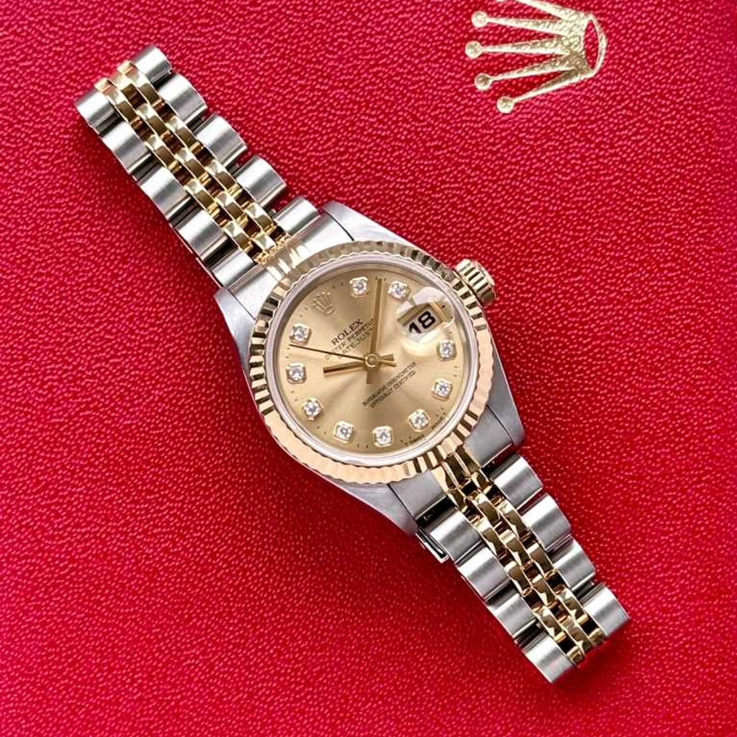 Rolex Lady-Datejust 69173G (1996) - Gold dial 26 mm Gold/Steel case (3/8)