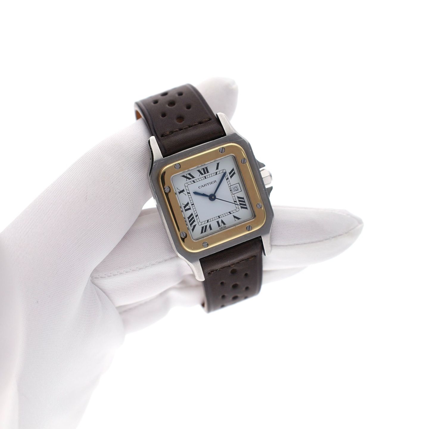 Cartier Santos 2961 (1990) - Wit wijzerplaat 29mm Goud/Staal (6/8)