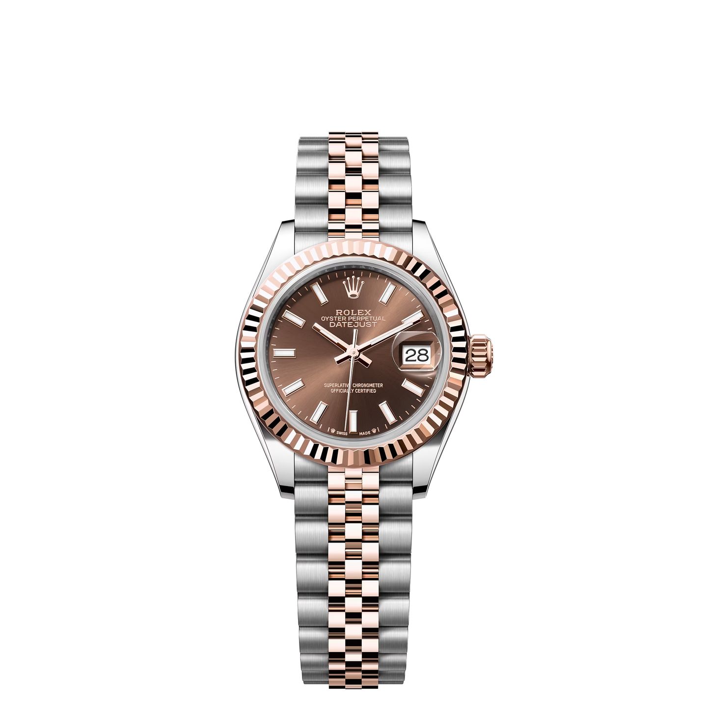 Rolex Lady-Datejust 279171 (2024) - Bruin wijzerplaat 28mm Staal (1/8)