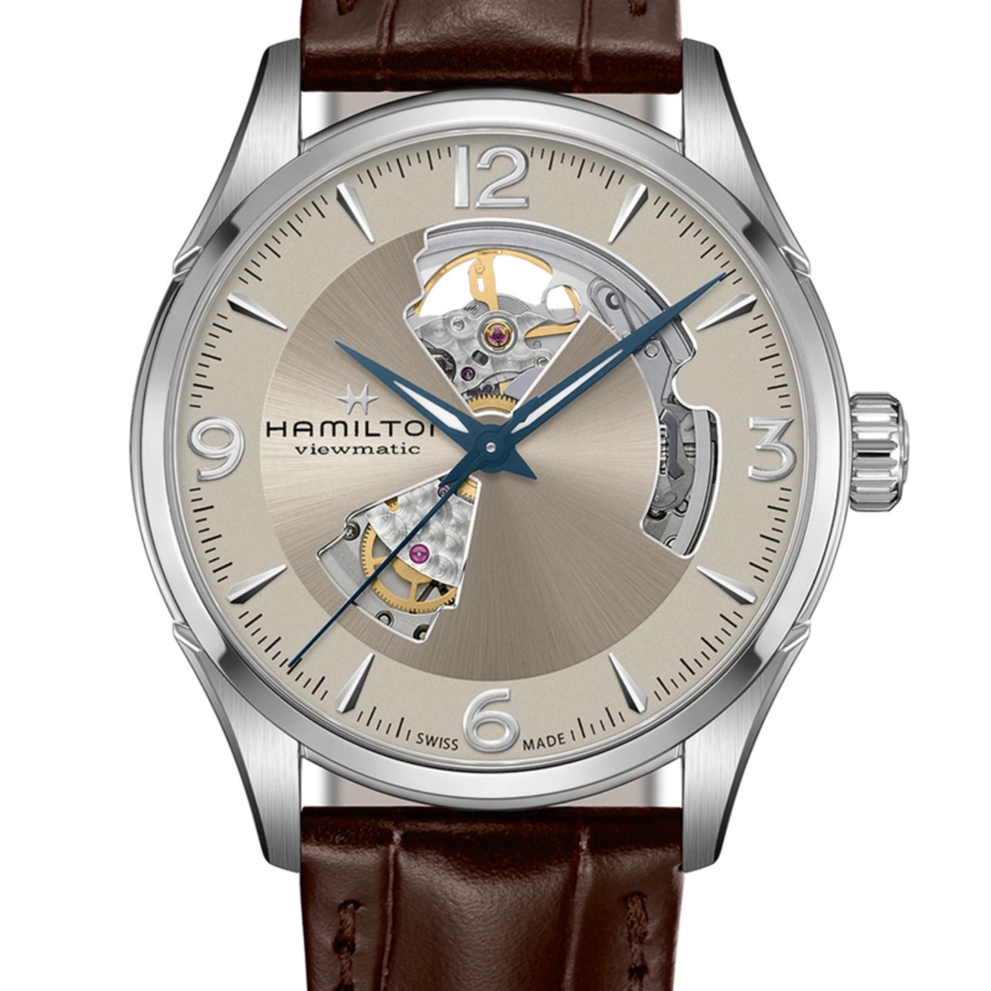 Hamilton Jazzmaster Open Heart H32705521 (2026) - Zilver wijzerplaat 42mm Staal (1/5)