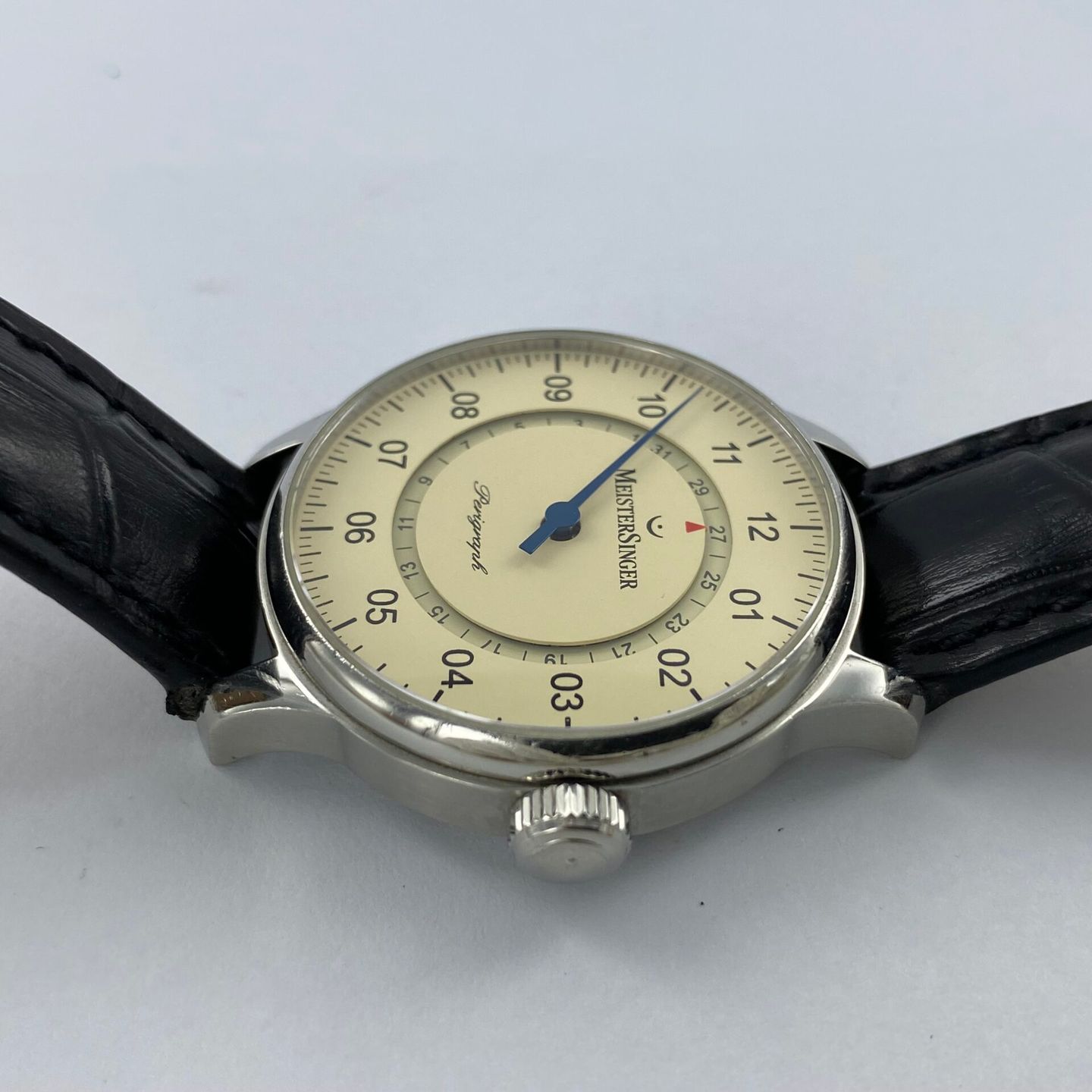 Meistersinger Perigraph - (Unknown (random serial)) - Yellow dial 43 mm Steel case (5/8)