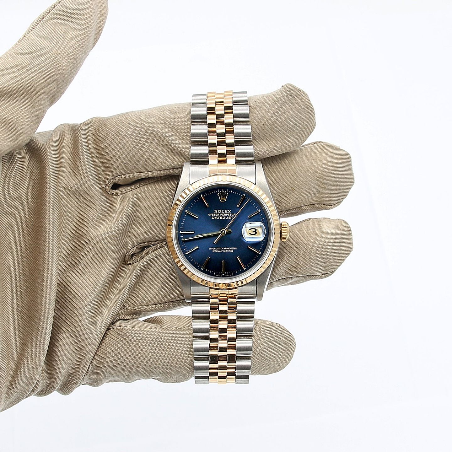 Rolex Datejust 36 16233 (Unknown (random serial)) - Blue dial 36 mm Gold/Steel case (2/6)