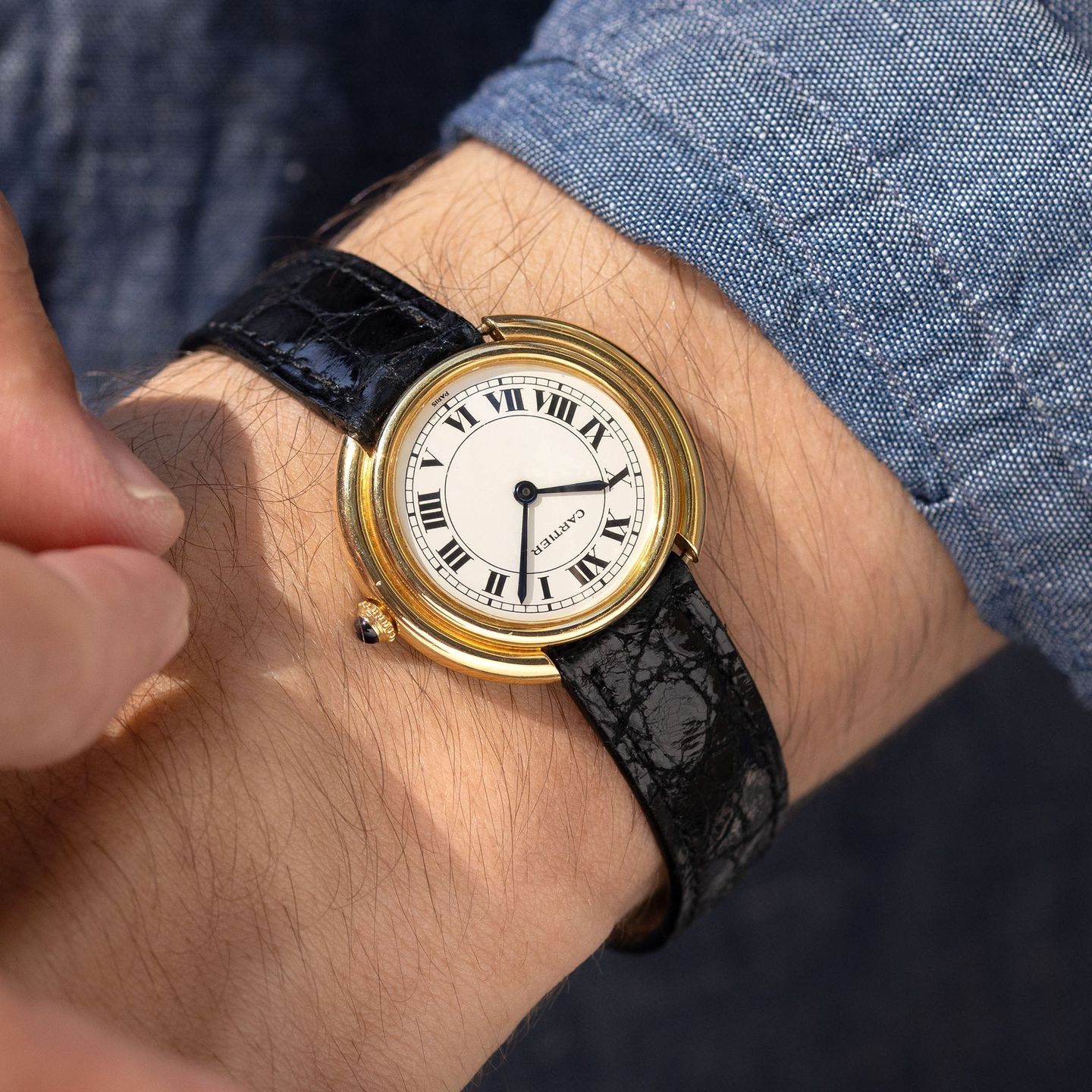 Cartier Vendome 17003 (Onbekend (willekeurig serienummer)) - Wit wijzerplaat 33mm Geelgoud (5/8)