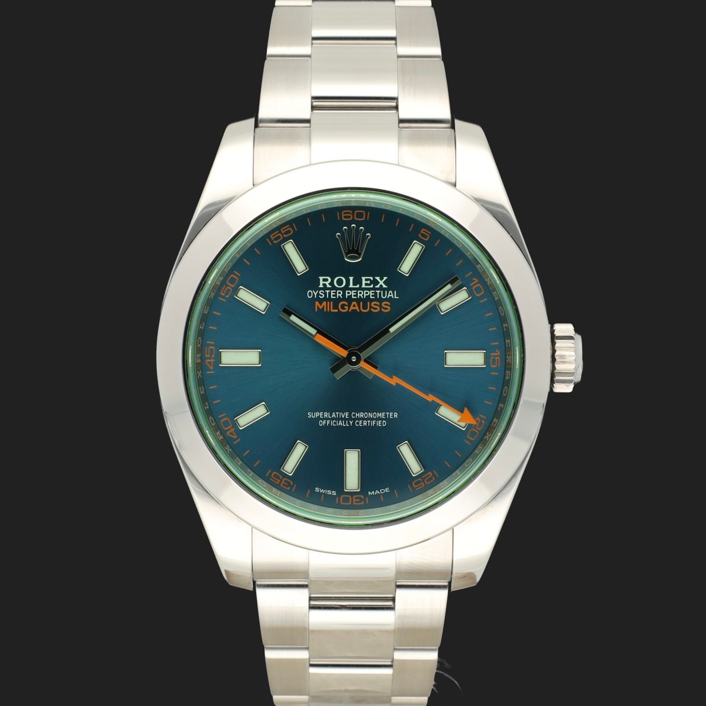 Rolex Milgauss 116400GV (2020) - Blue dial 40 mm Steel case (3/8)