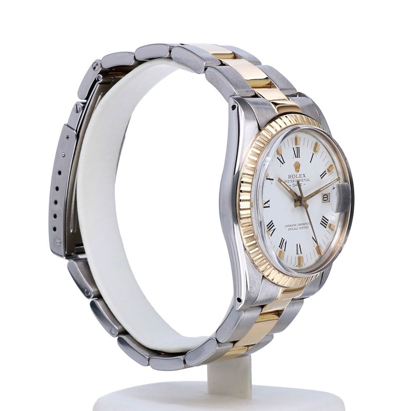 Rolex Oyster Perpetual Date 15053 (1983) - White dial 34 mm Gold/Steel case (7/8)