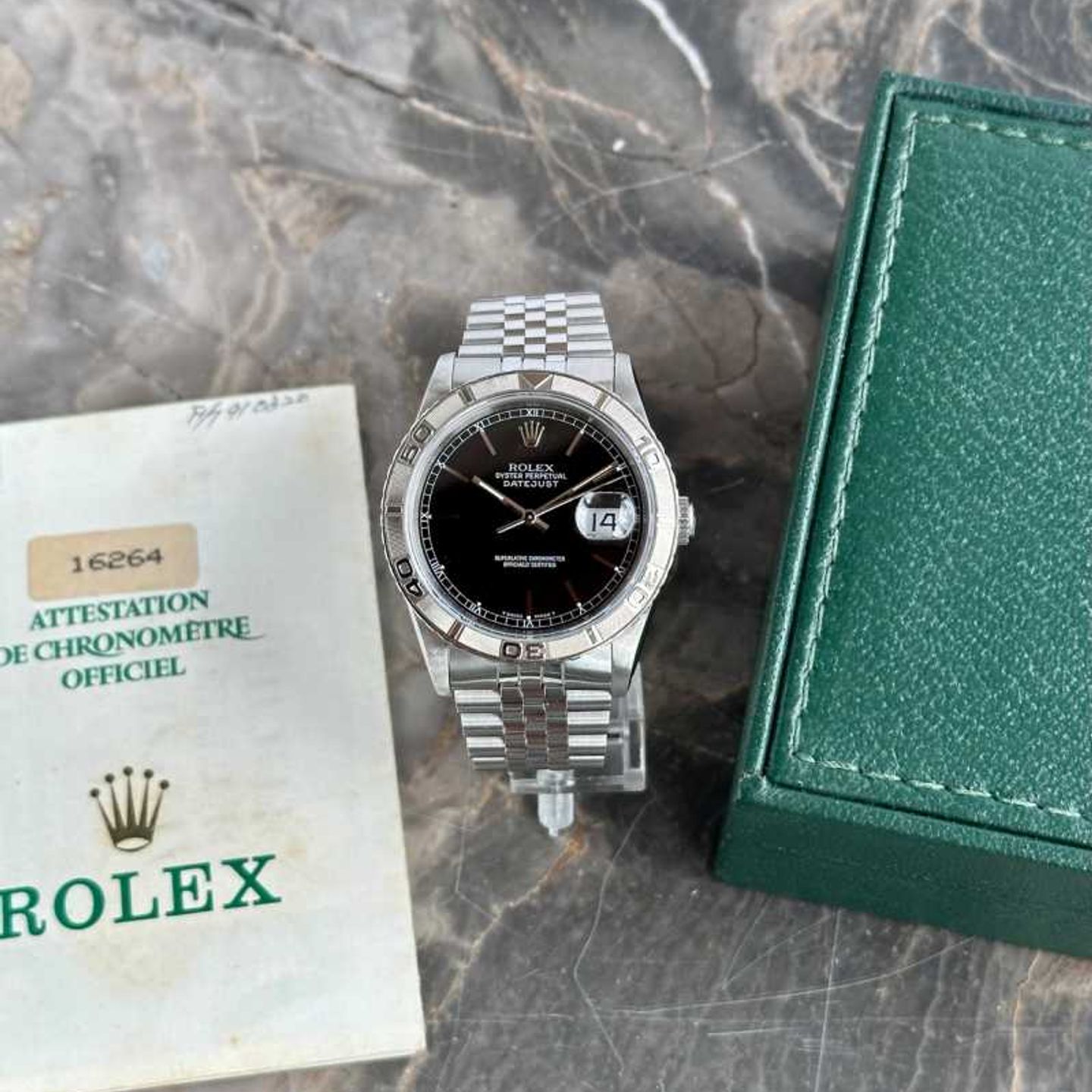 Rolex Datejust Turn-O-Graph 16264 (1990) - Black dial 36 mm Steel case (5/8)