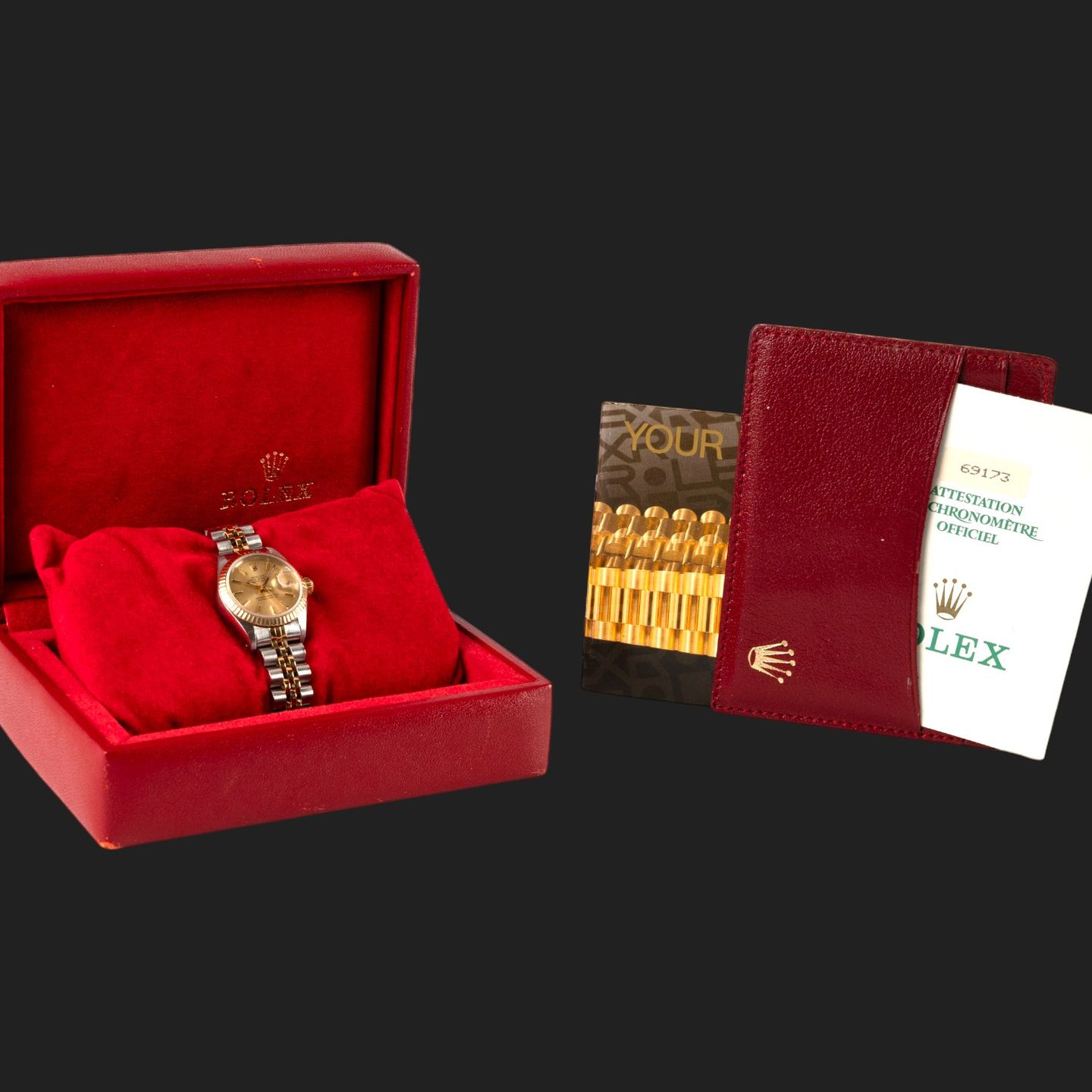 Rolex Lady-Datejust 69173 (1992) - Champagne dial 26 mm Gold/Steel case (8/8)