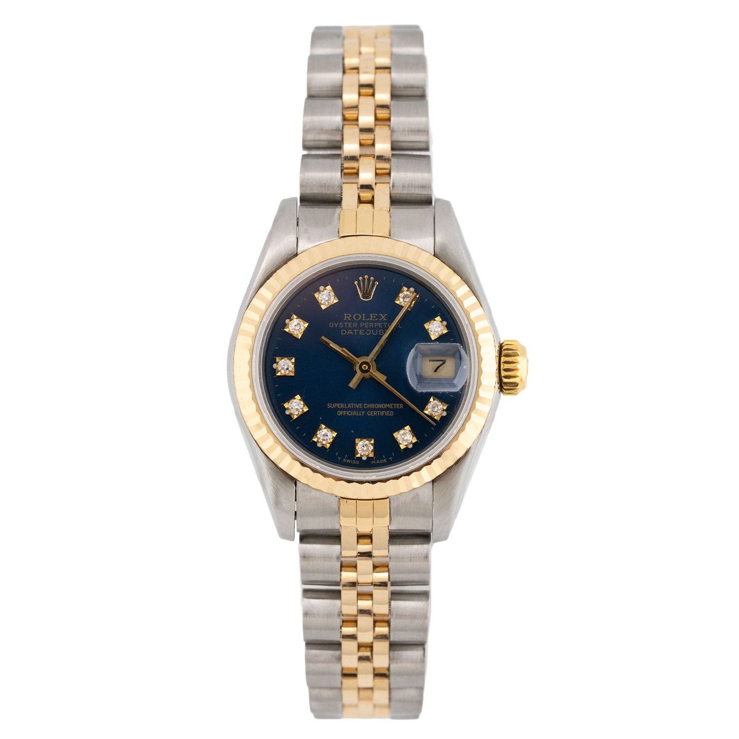 Rolex Lady-Datejust 69173 (1990) - Blue dial 26 mm Gold/Steel case (1/6)