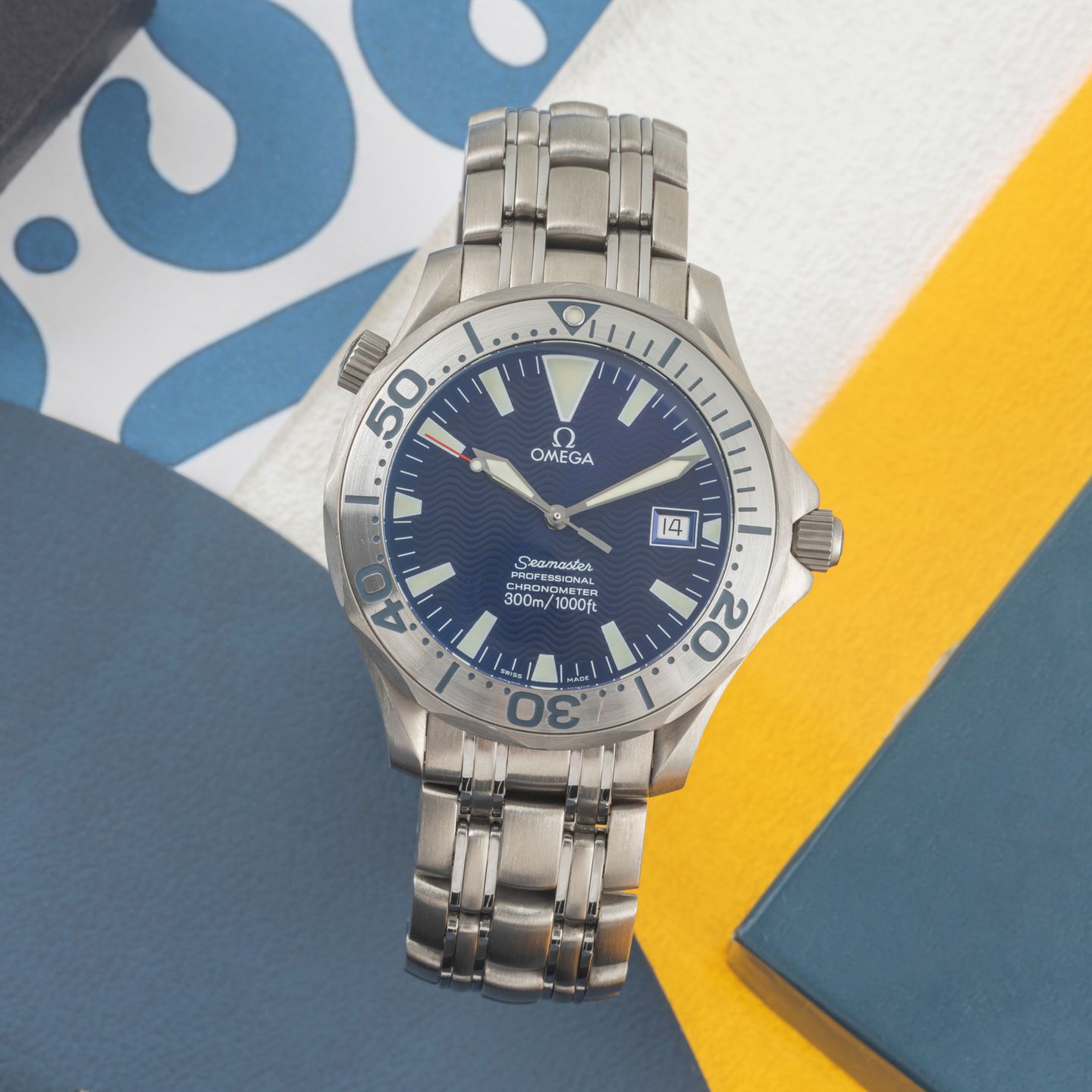 Omega Seamaster Diver 300 M 2231.80.00 (2003) - Blauw wijzerplaat 42mm Titanium (1/8)