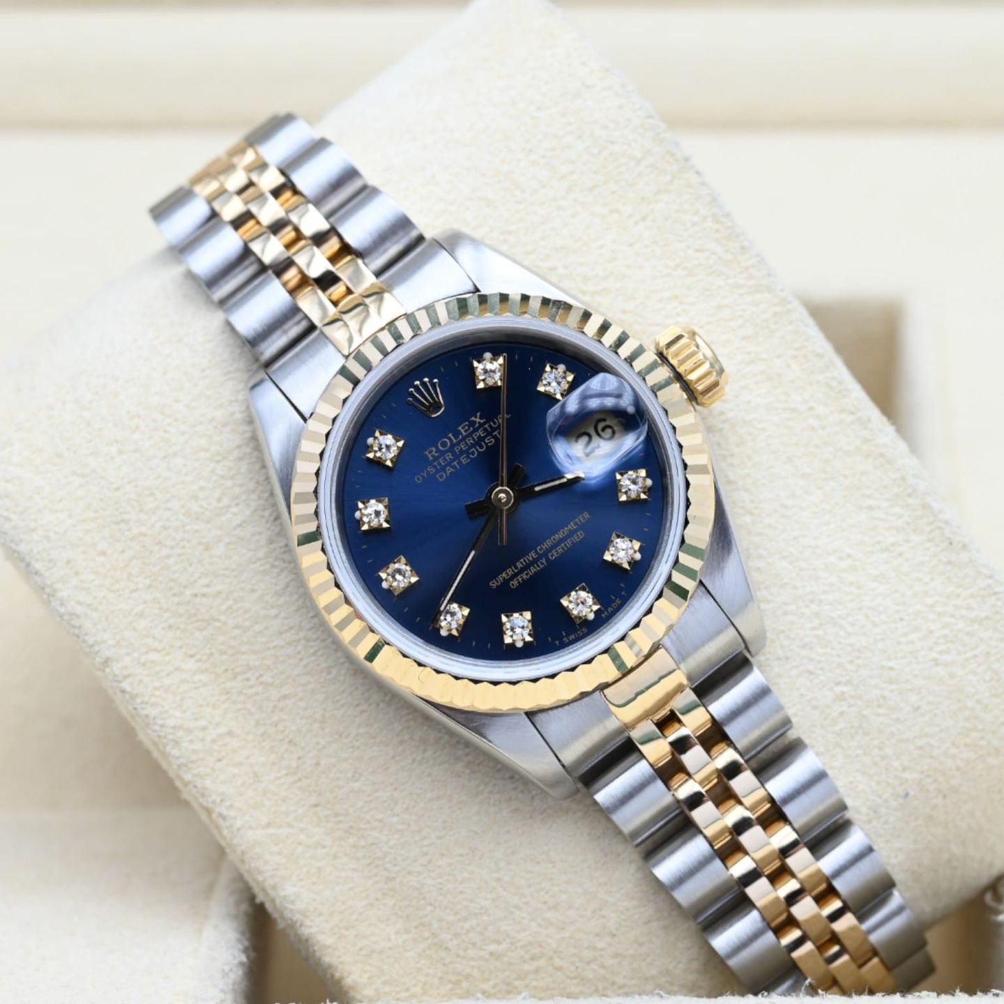 Rolex Lady-Datejust 69173 (1988) - Blauw wijzerplaat 26mm Goud/Staal (1/7)
