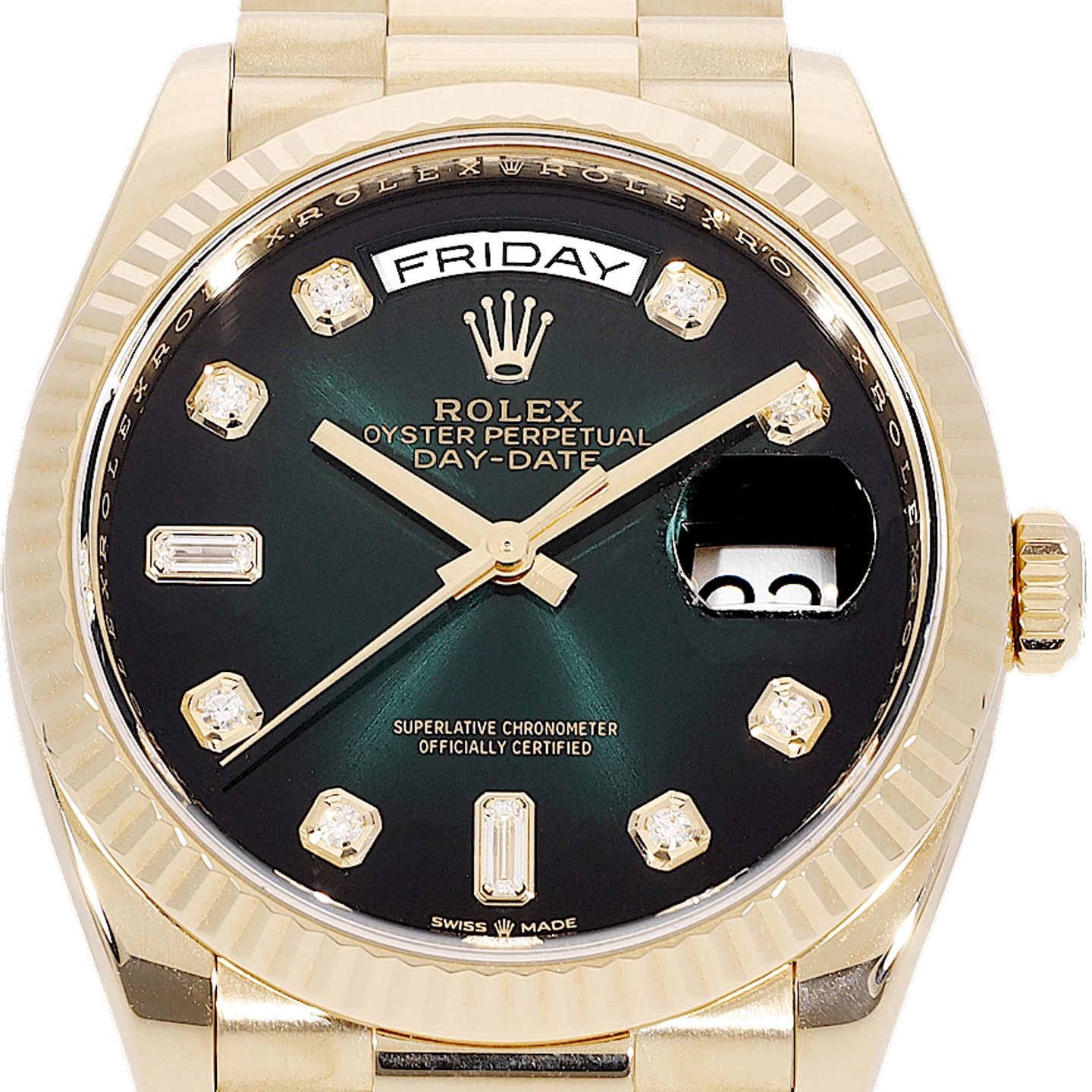 Rolex Day-Date 36 128238 (2019) - Green dial 36 mm Yellow Gold case (1/5)
