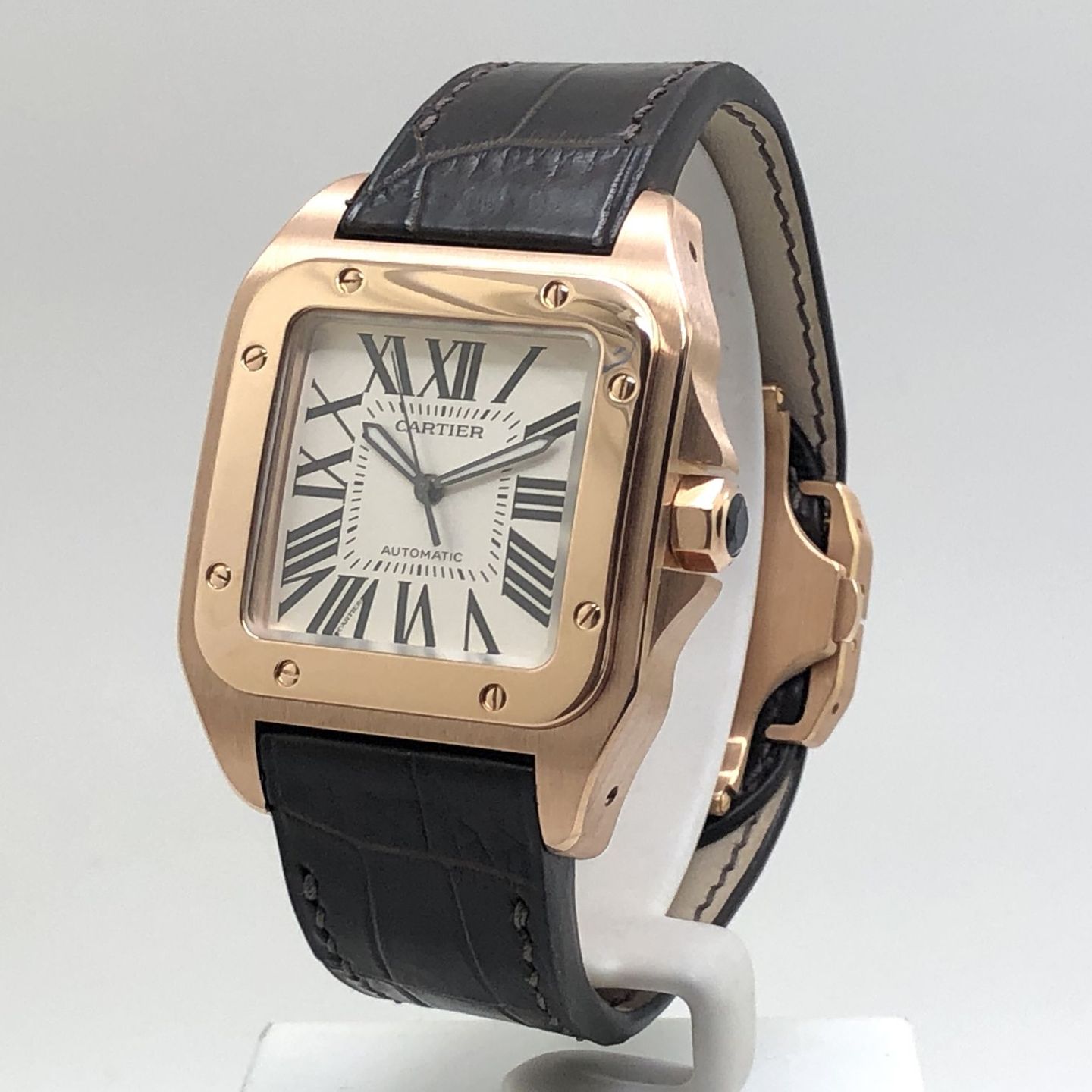 Cartier Santos 100 2792 (Unknown (random serial)) - White dial 41 mm Rose Gold case (6/8)