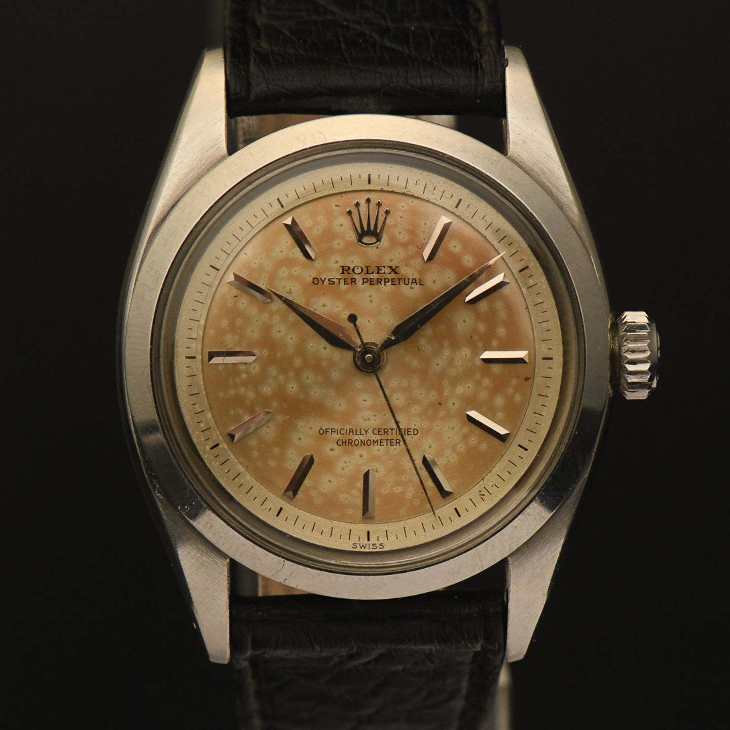 Rolex Oyster Perpetual 6580 (1955) - Zilver wijzerplaat 34mm Staal (1/8)