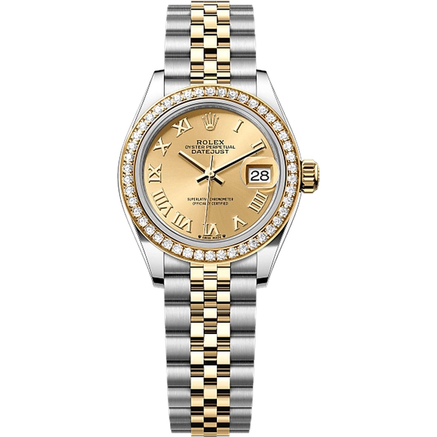 Rolex Lady-Datejust 279383RBR (2025) - Champagne dial 28 mm Gold/Steel case (1/1)