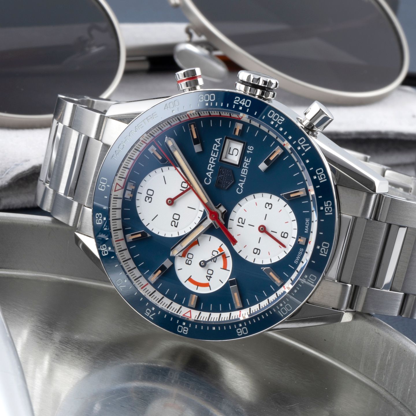 TAG Heuer Carrera Calibre 16 CV201AR.BA0715 (Unknown (random serial)) - Blue dial 41 mm Steel case (2/8)