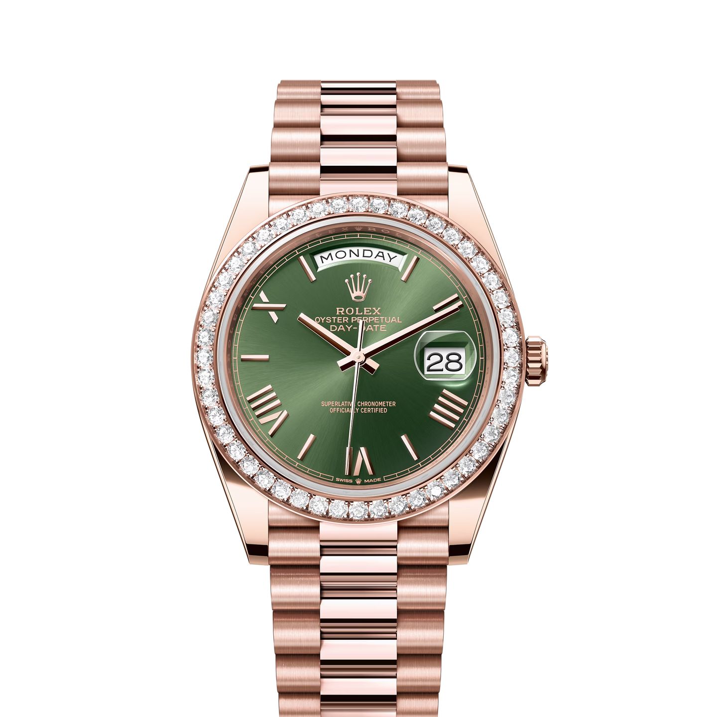 Rolex Day-Date 40 228345RBR (2024) - Green dial 40 mm Rose Gold case (1/8)