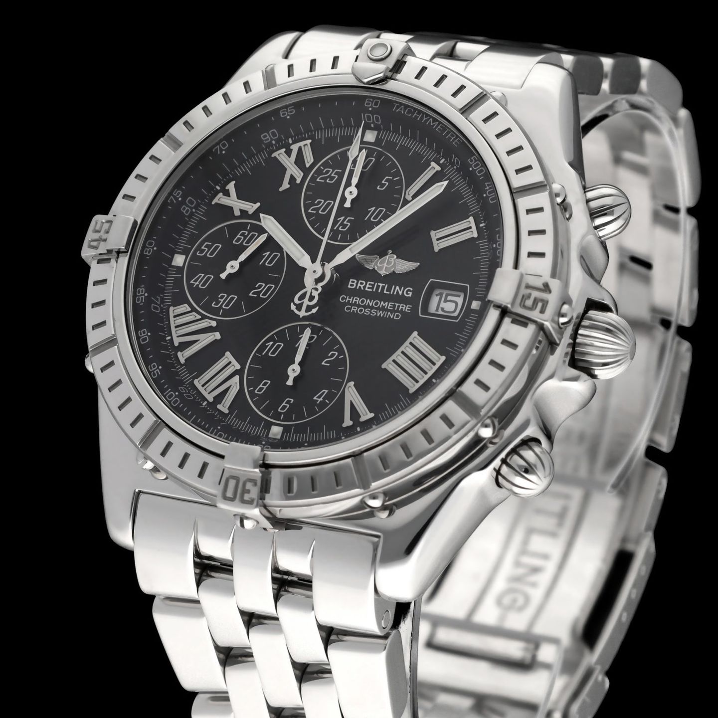 Breitling Crosswind Chronograph A13355 (2002) - Zwart wijzerplaat 43mm Staal (7/8)