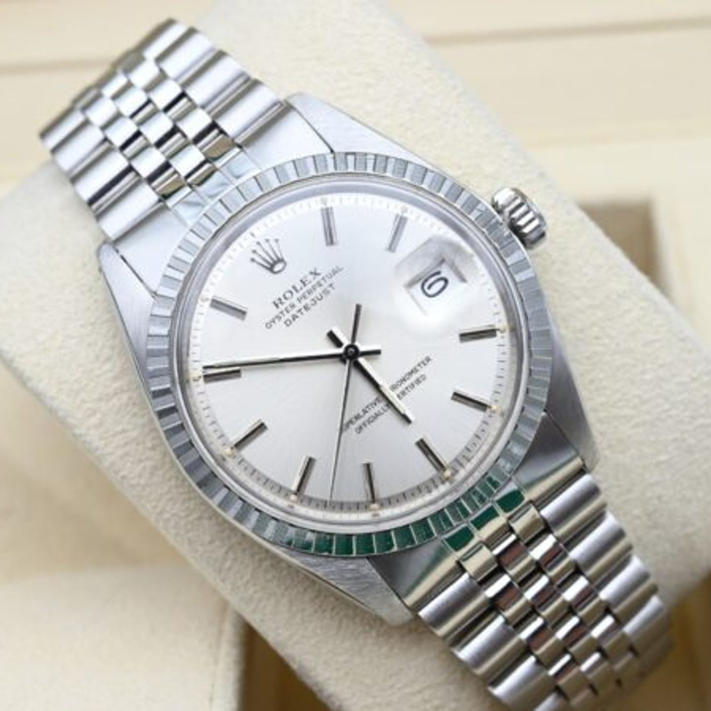 Rolex Datejust 1603 (1976) - Zilver wijzerplaat 36mm Staal (1/6)