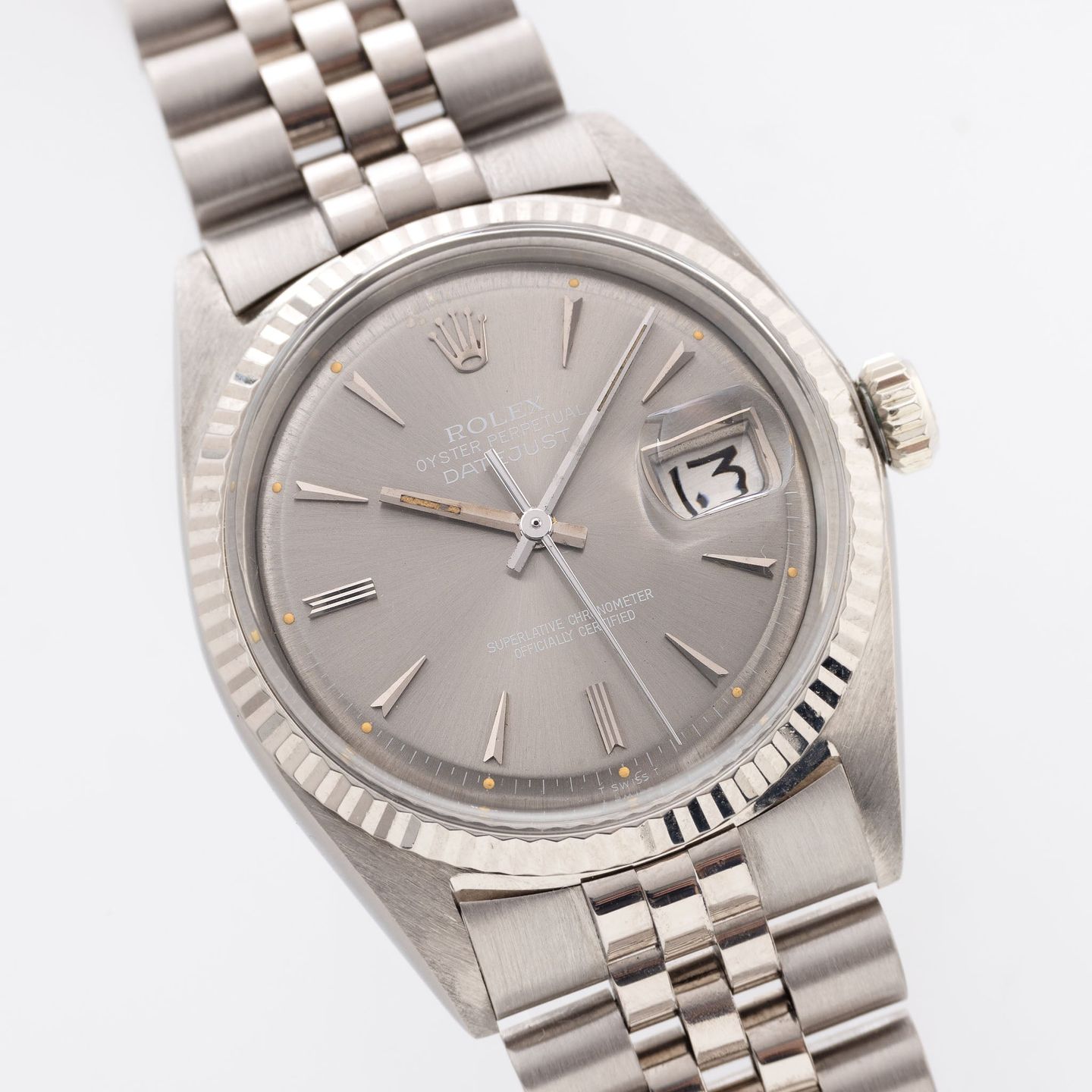 Rolex Datejust 1601/9 (1964) - Grey dial 36 mm White Gold case (3/8)