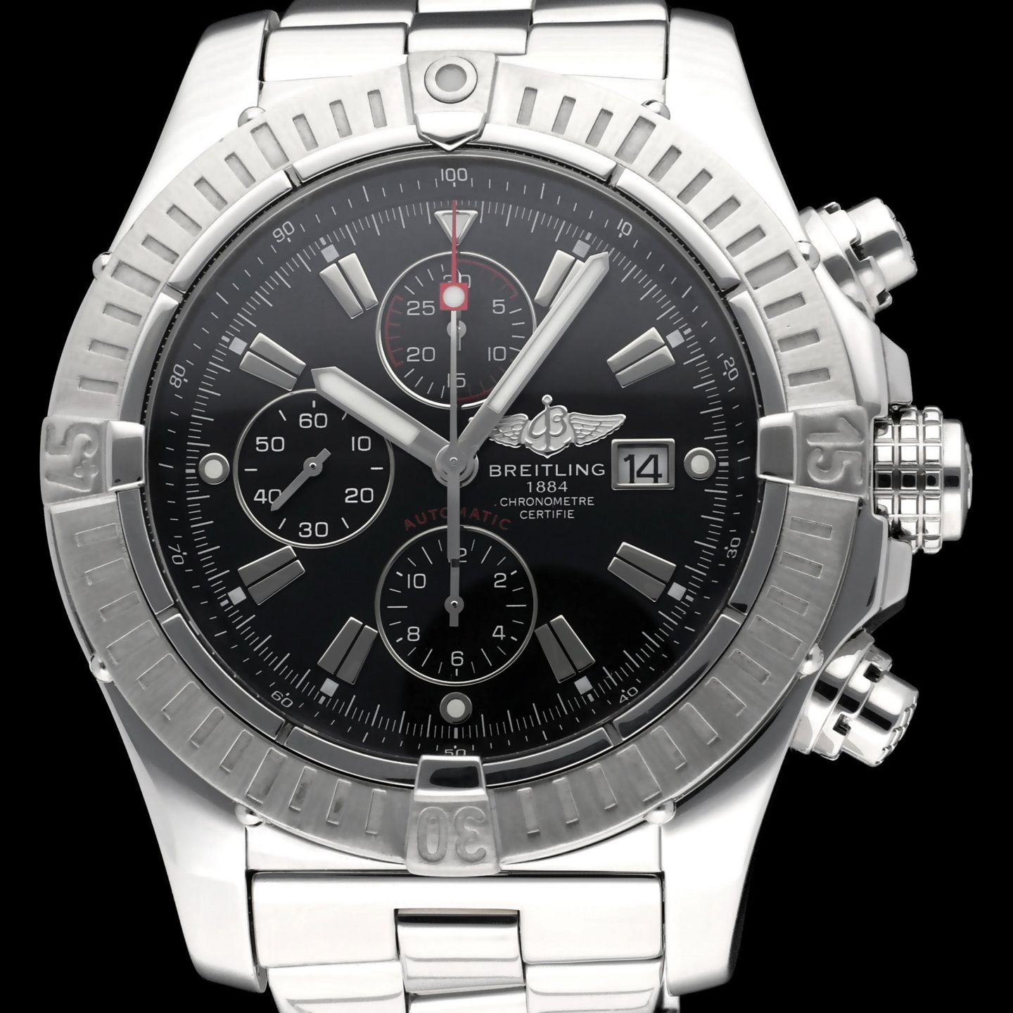 Breitling Super Avenger A13370 (2014) - Black dial 48 mm Steel case (1/8)