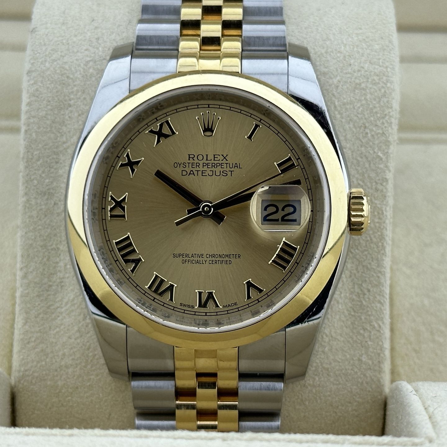 Rolex Datejust 36 116203 (2016) - Champagne dial 36 mm Gold/Steel case (8/8)