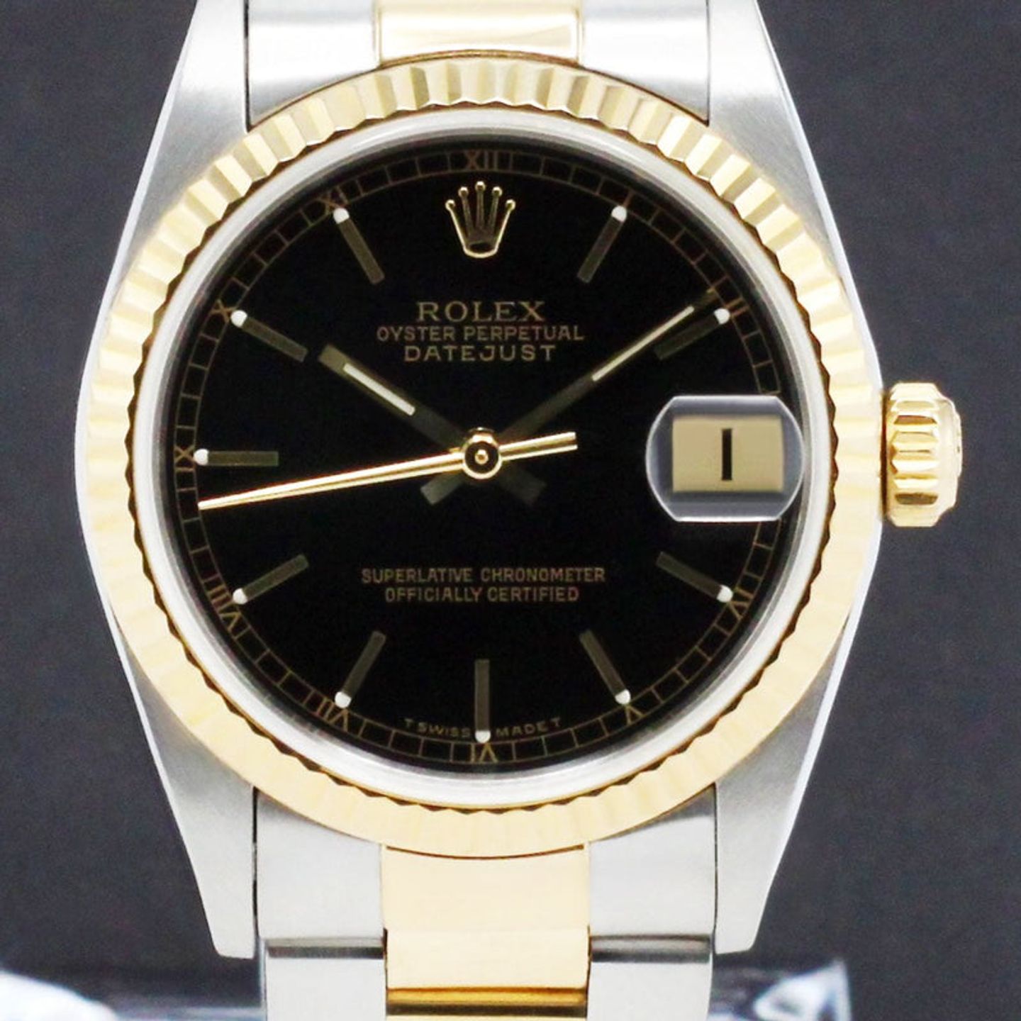 Rolex Datejust 31 78273 (2000) - Black dial 31 mm Gold/Steel case (1/8)