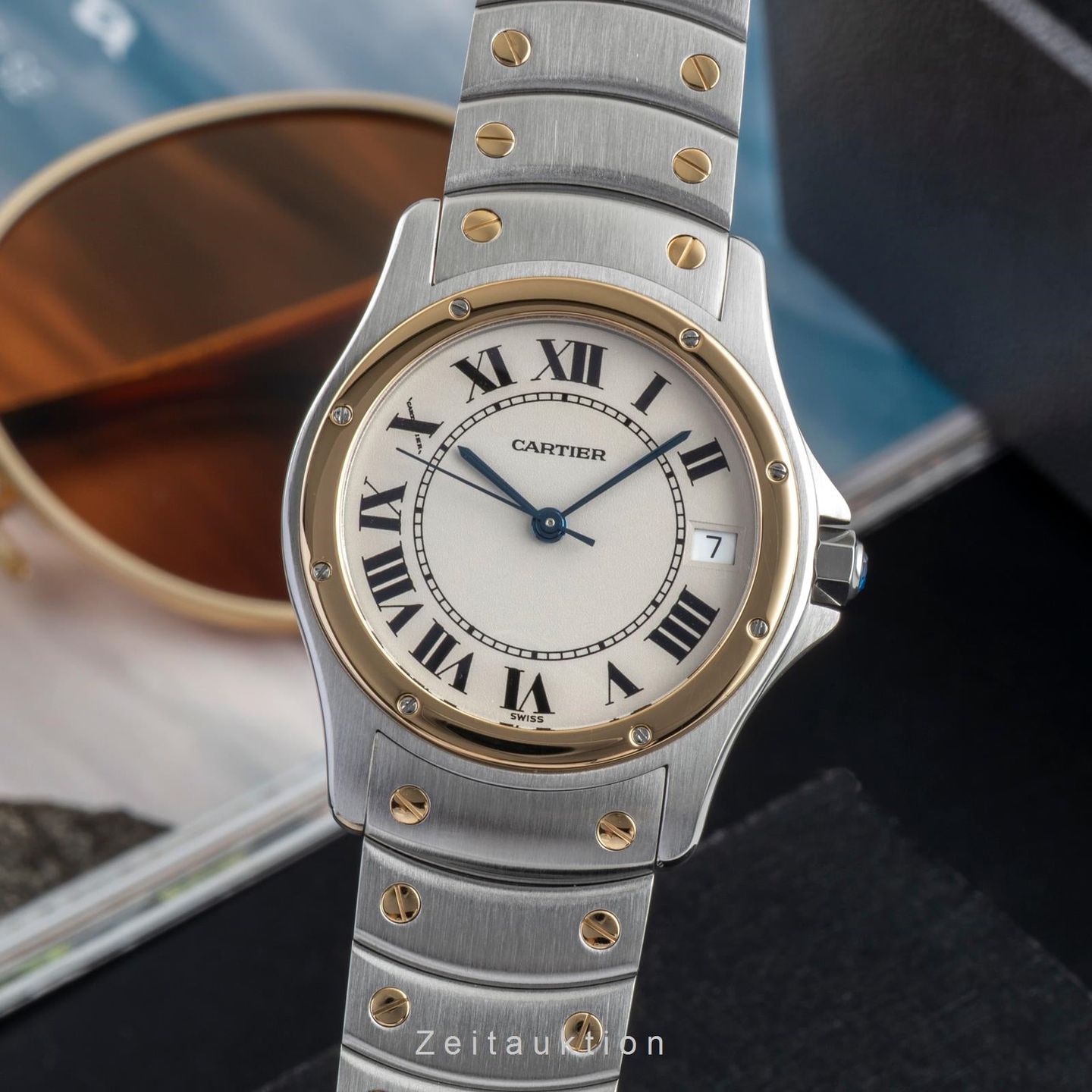 Cartier Santos W20036R3 (1995) - Wit wijzerplaat 33mm Goud/Staal (1/8)