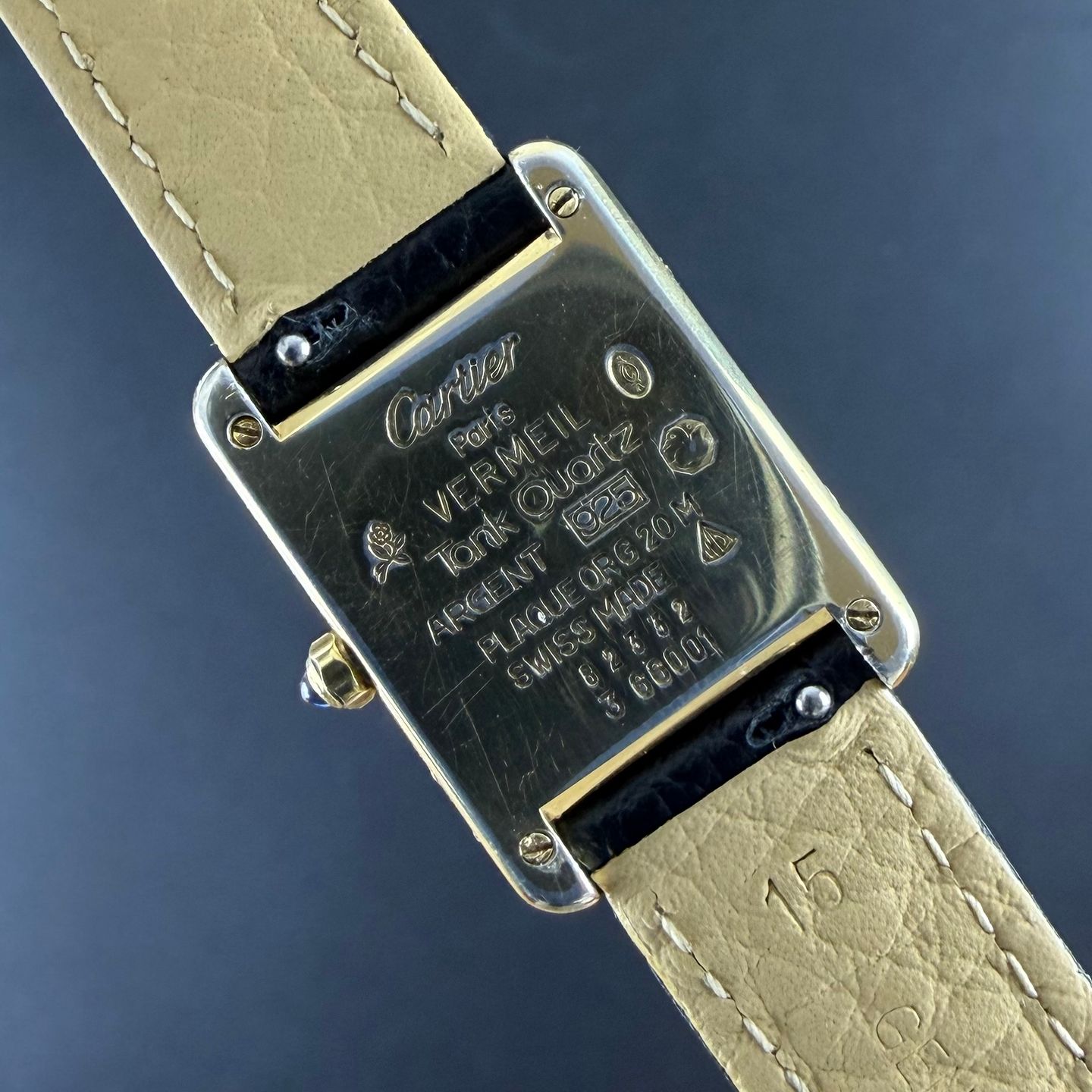 Cartier Tank 366001 (1990) - White dial 20 mm Gold/Steel case (3/8)