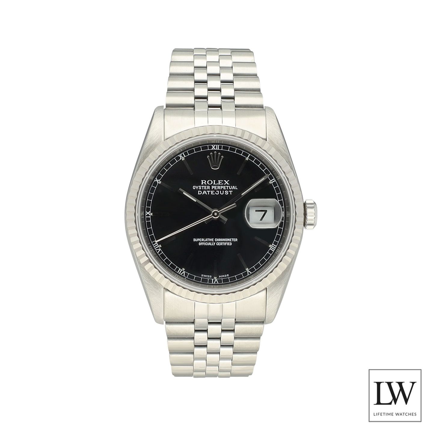 Rolex Datejust 36 16234 (2002) - Zwart wijzerplaat 36mm Staal (3/8)