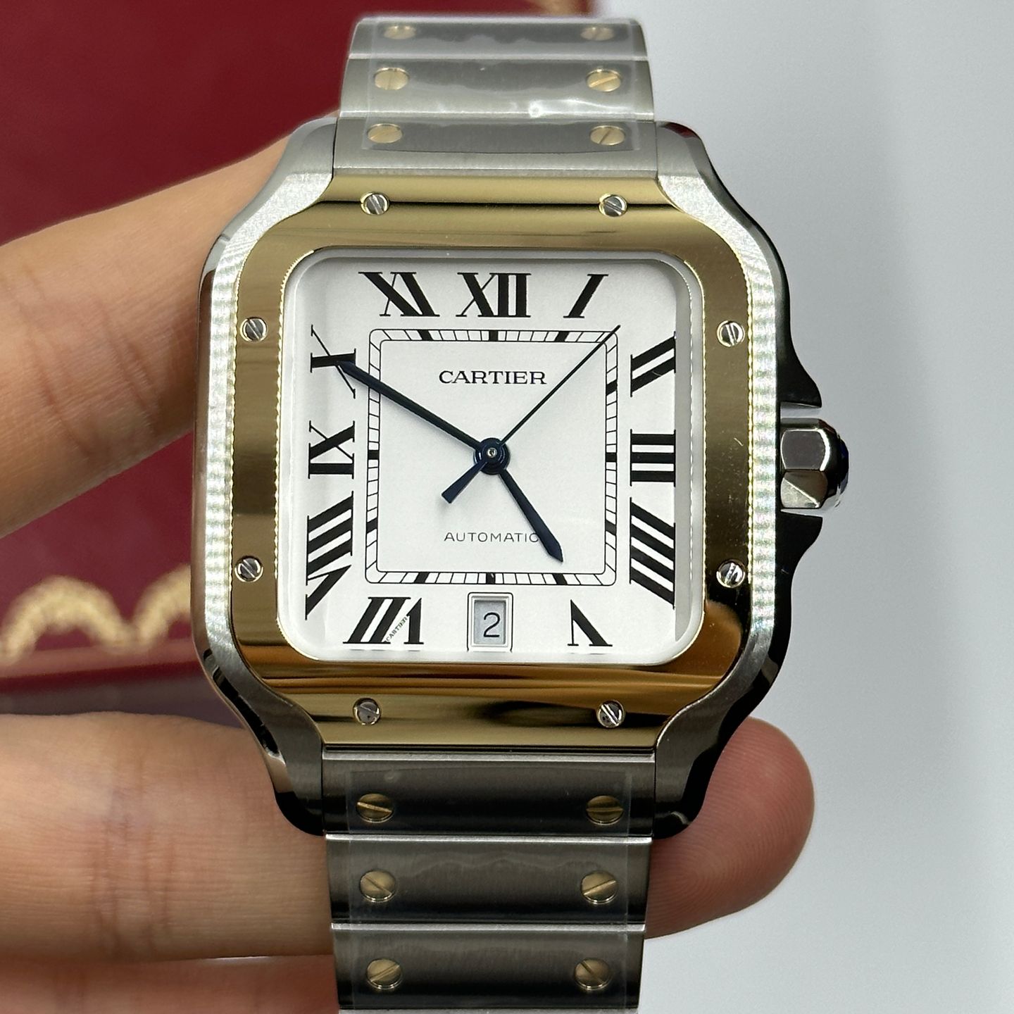 Cartier Santos W2SA0009 (2023) - Zilver wijzerplaat 40mm Goud/Staal (7/8)