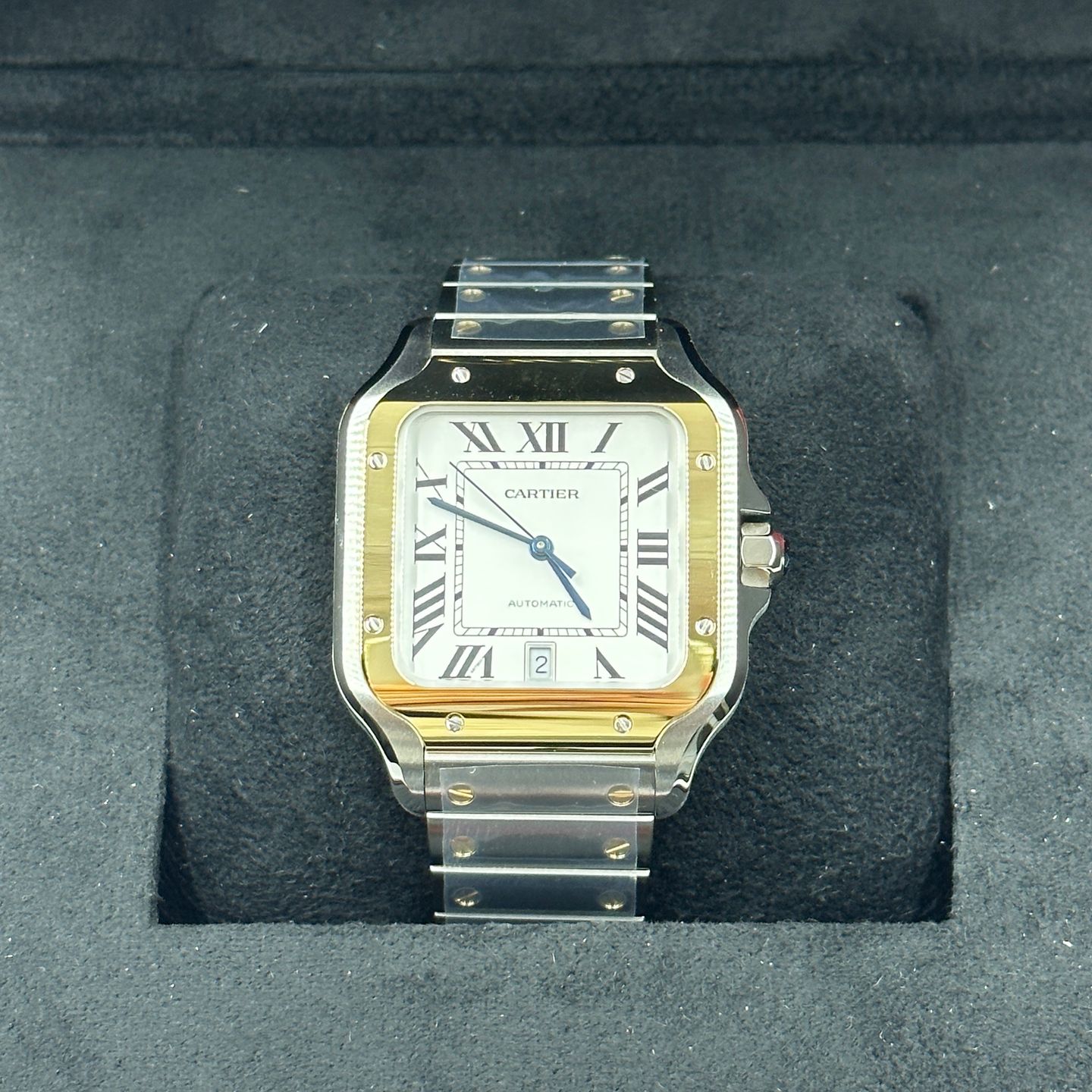 Cartier Santos W2SA0009 (2023) - Zilver wijzerplaat 40mm Goud/Staal (3/8)