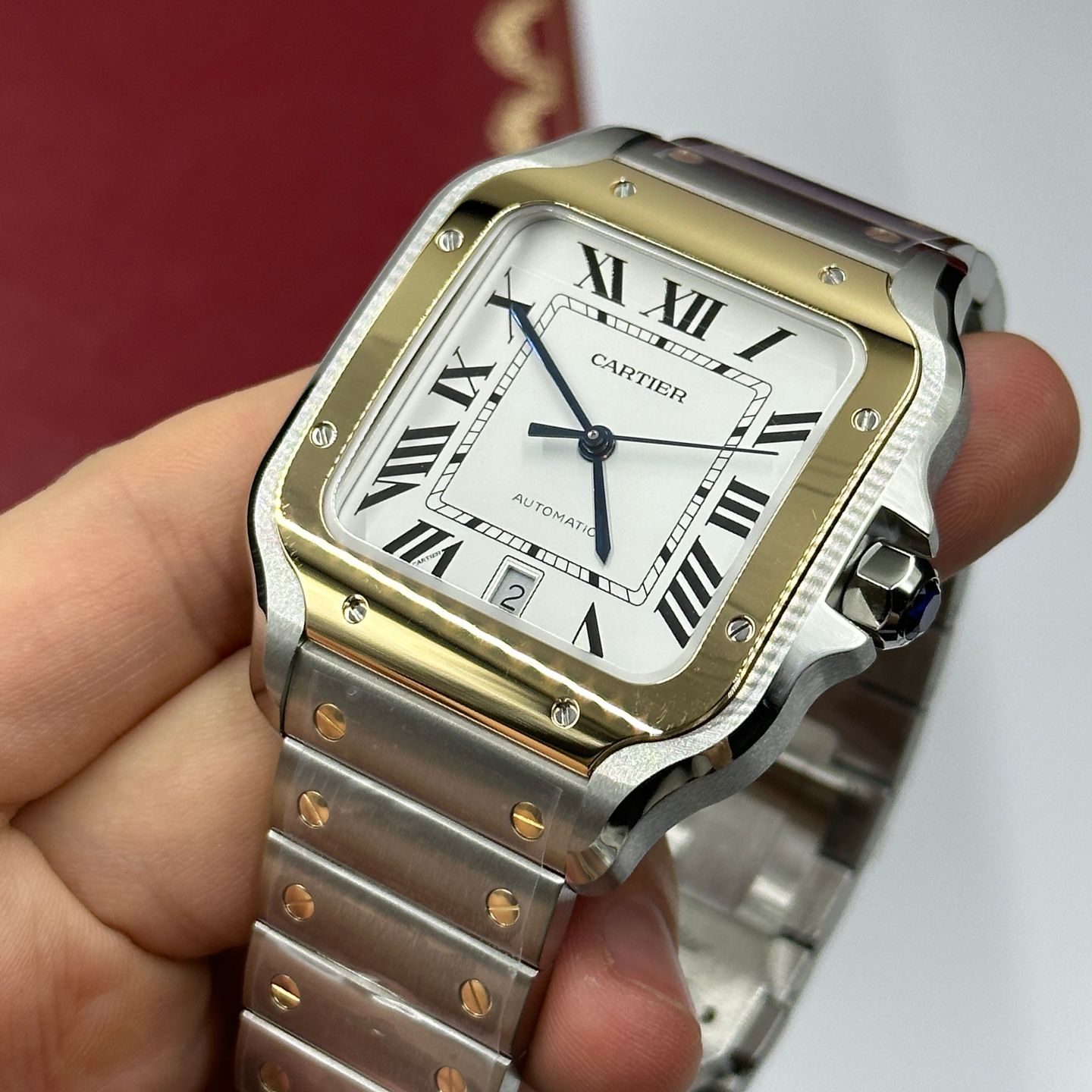 Cartier Santos W2SA0009 (2023) - Zilver wijzerplaat 40mm Goud/Staal (8/8)